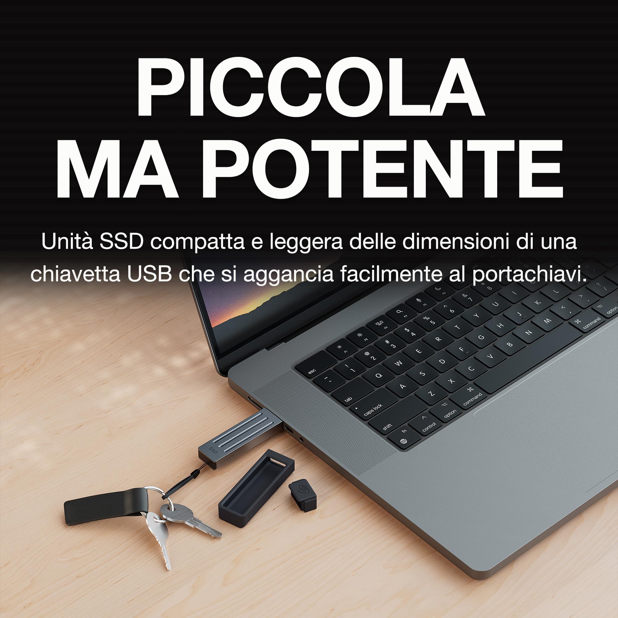Seagate Ultra Compact 1TB, esterno SSD, 1000MB/s, USB 3.1 Typ C, Data Rescue Service (STMX1000400)