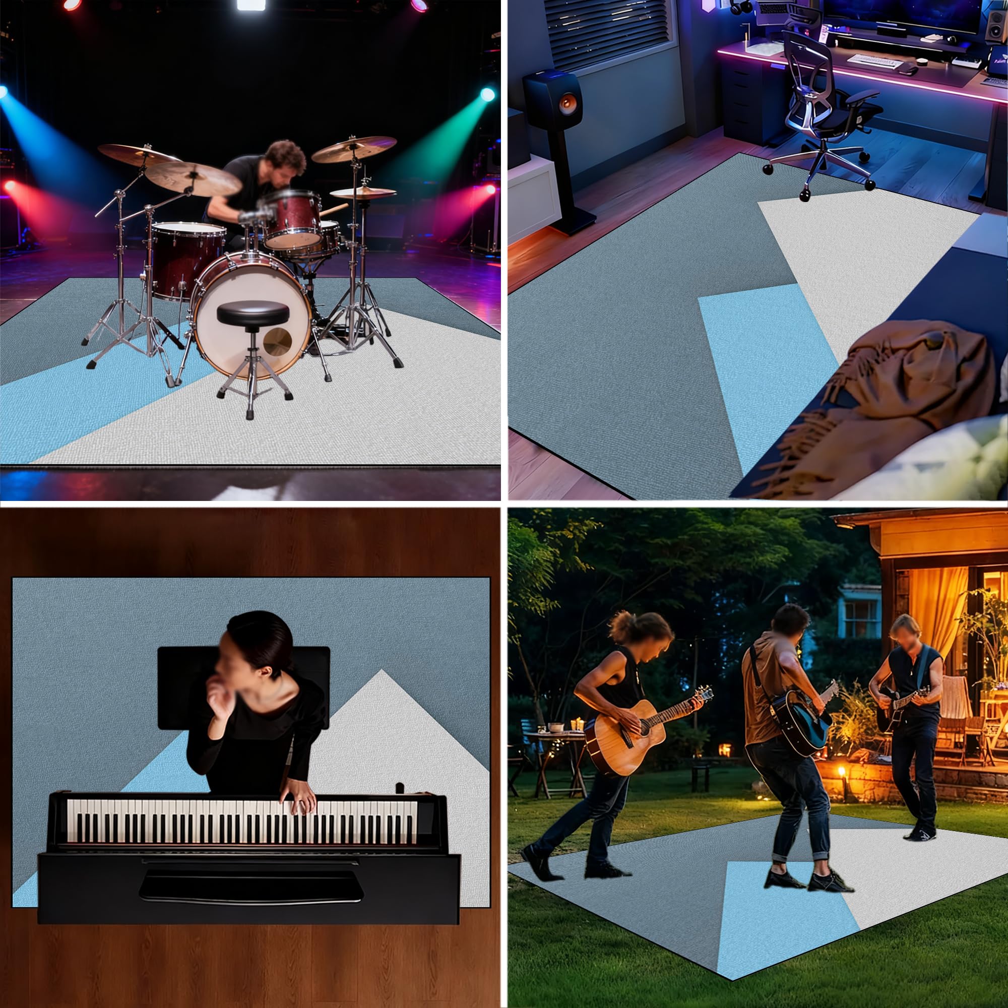Elektroniczny dywan perkusyjny, do perkusji, jazzu, perkusji, zestaw do bębna basowego, werbla, instrumentów perkusyjnych, mata chroniąca przed hałasem, antypoślizgowy dywanik bębnowy, 140 x 90 cm