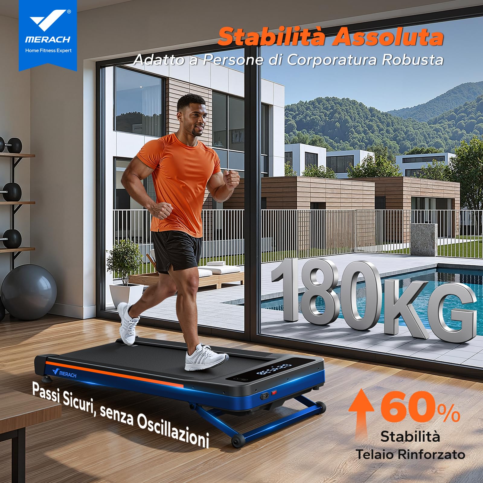 MERACH Tapis Roulant Inclinazione,Carico Massimo di 180kg per Casa,Ufficio | Pendenza Automatica 10%/12%, Motore da 3/3,5 CV ,Walking pad Salvaspazio,Treadmill Compattoe con Altoparlante