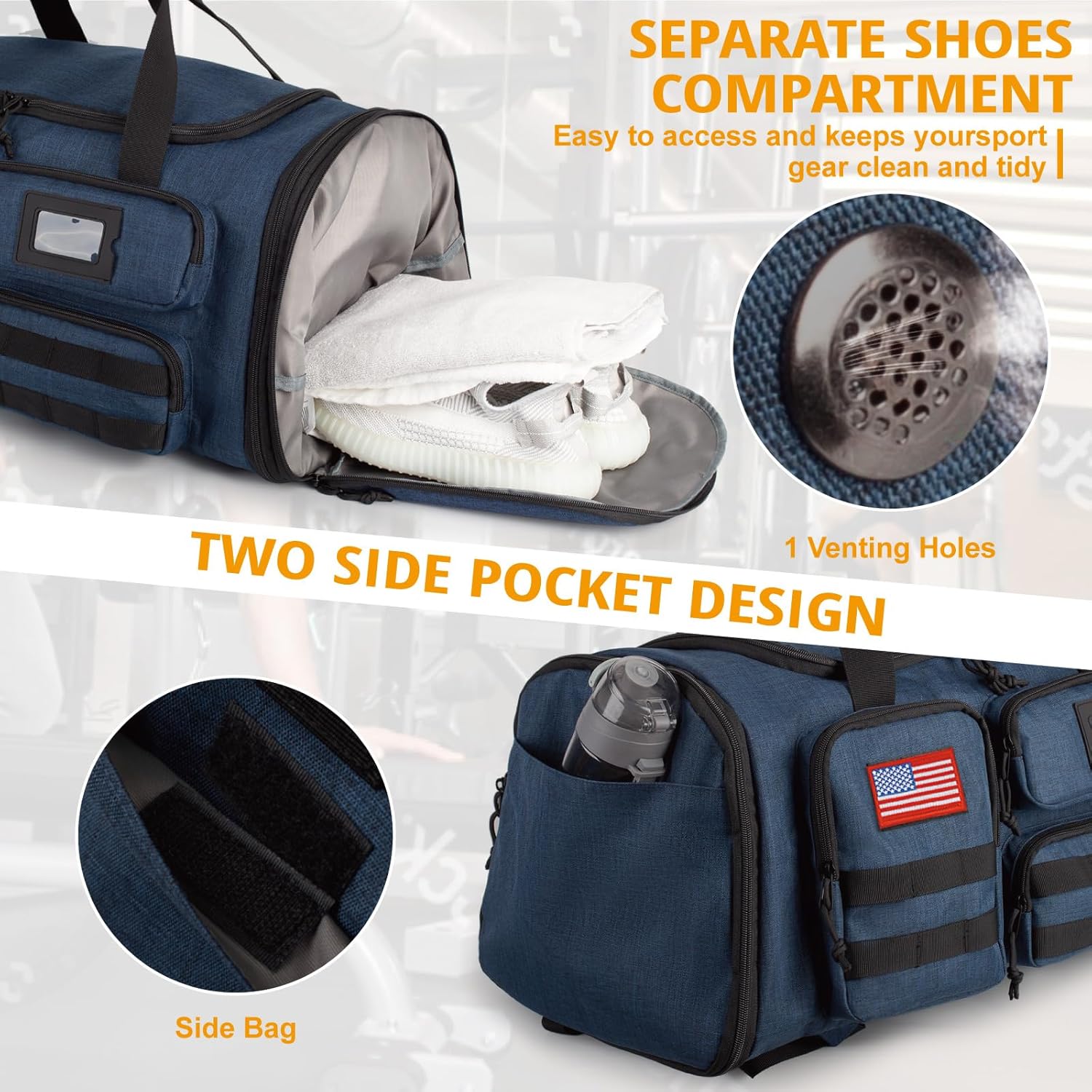 Expandable Gym Bag For Men,Tactical Large 3 in 1 Sports Duffle Bag With Shoes Compartment,Water Resistant Sports Gym Tote Bags Multi-functional Weekend Travel Backpack Overnight Bag