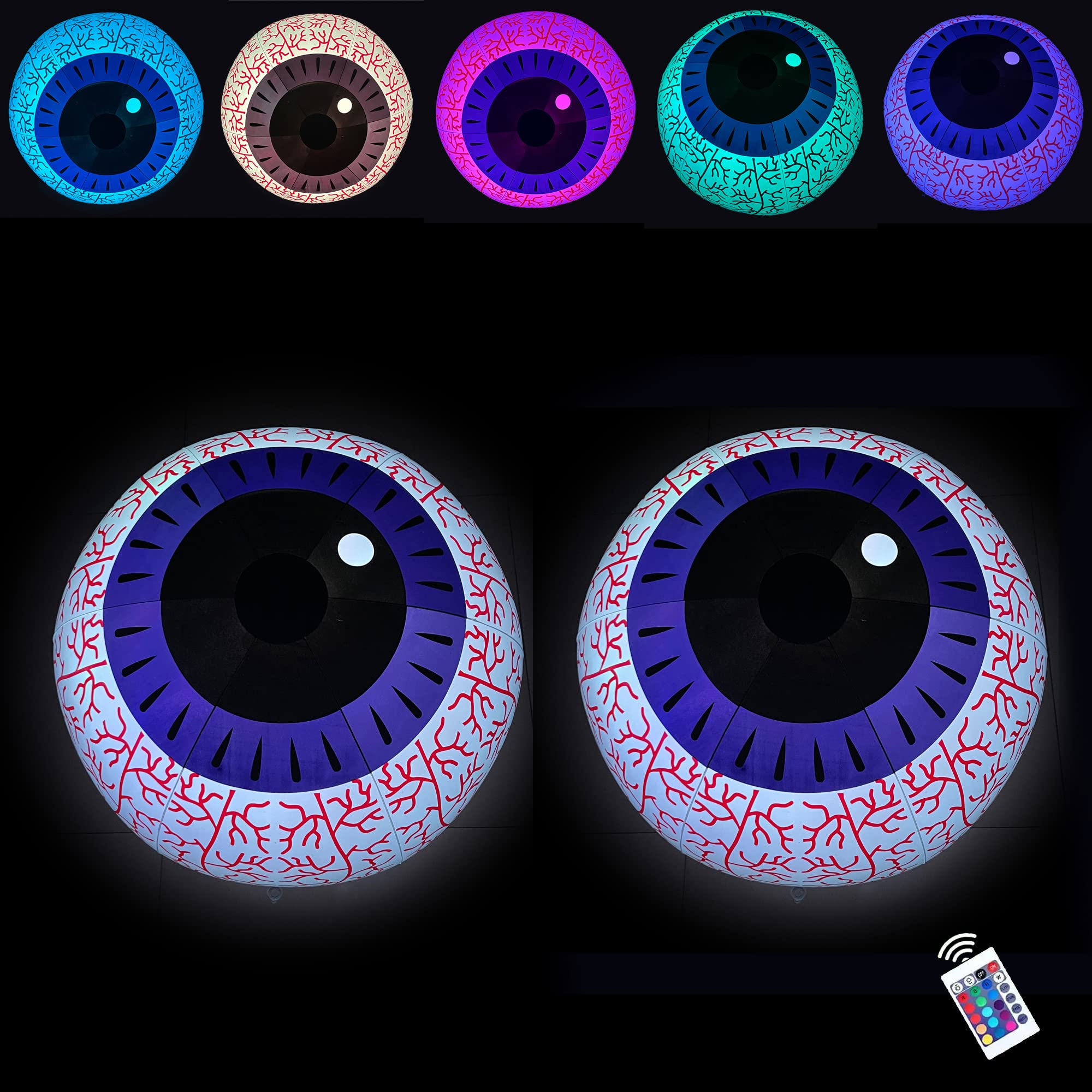 2 Pack Tzsmat Halloween Inflatable Huge Eyeballs LED Lights Bloodshot Eyeballs for Yard Garden