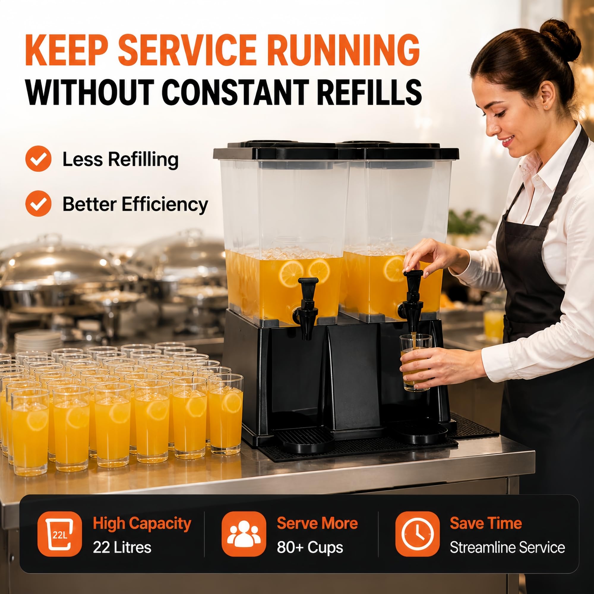 Hakka - Dispenser commerciale per bevande con rubinetto, resistente e di grande capacità, per catering, ristoranti, hotel e servizi ad alto volume | Dispenser d'acqua professionale a tenuta stagna
