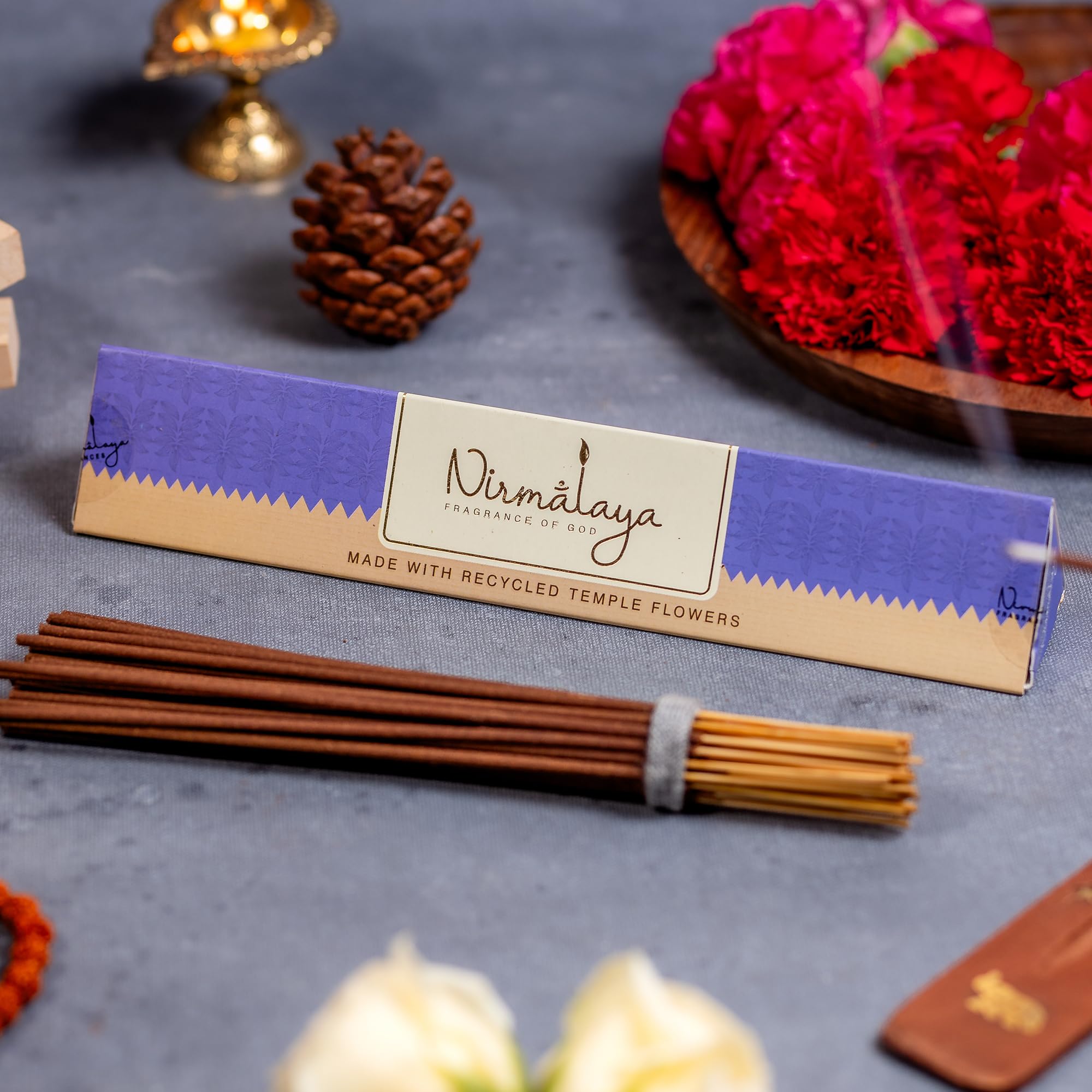 Nirmalaya Premium Patchouli Incense Sticks | Pack of 40 Sticks | 100% Natural & Charcoal-Free | Luxury, Hancrafted Organic Agarbatti for Pooja, Meditation, Yoga and Aromatherapy