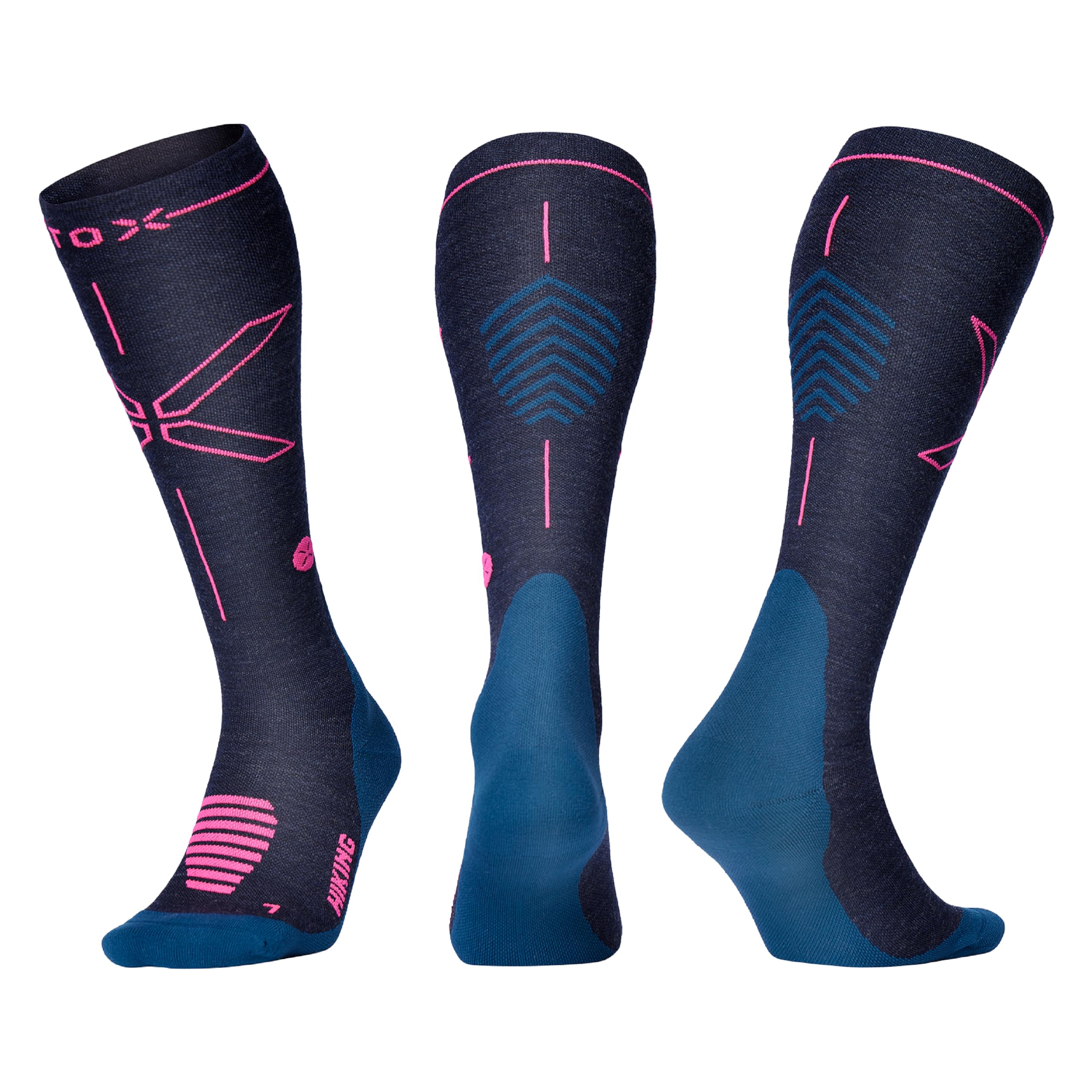 STOX Energy Socks Chaussettes de Contention Randonnée Femme en Mérinos | Chaussette Femmes en Laine Mérinos, Longues, Bas de Contention, Hiking Compression Socks, Anti ampoules, Sans Couture