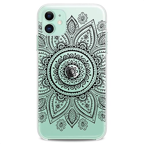 Miniatura 9 de Cavka Funda de TPU compatible con iPhone 16e 15 14 13 12 11 Pro Max Plus Mini Xs Xr X 8 7 6 5 SE Boho Tribal Flower Phone Girls Slim Negro Lindo