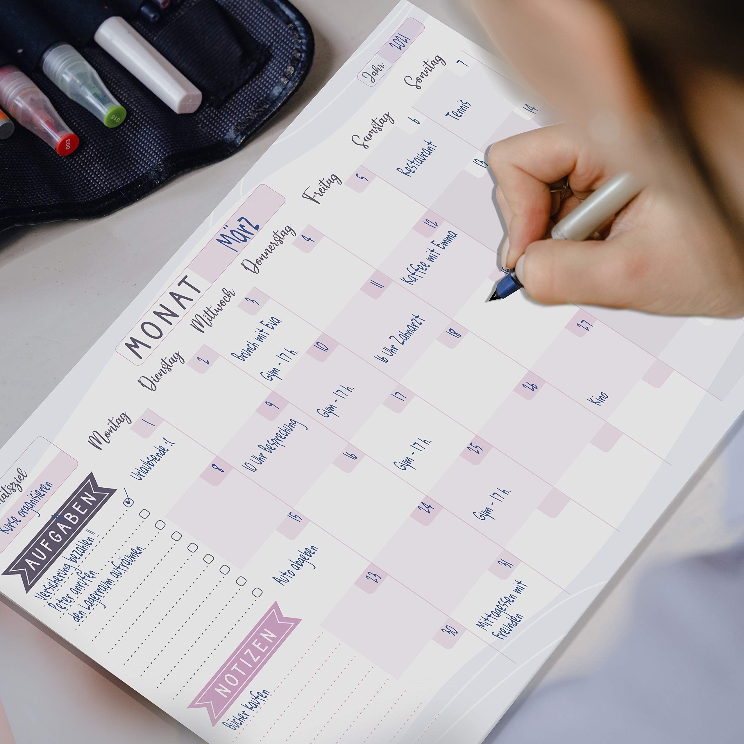 PACKLIST Monatsplaner Block A4 ohne Festes Datum. Terminplaner, Familienplaner mit Monatsziel, To-Do-Liste, Notizen, groem Notizfeld - Exklusive Kalender mit ECO-Verpackung - Image 3