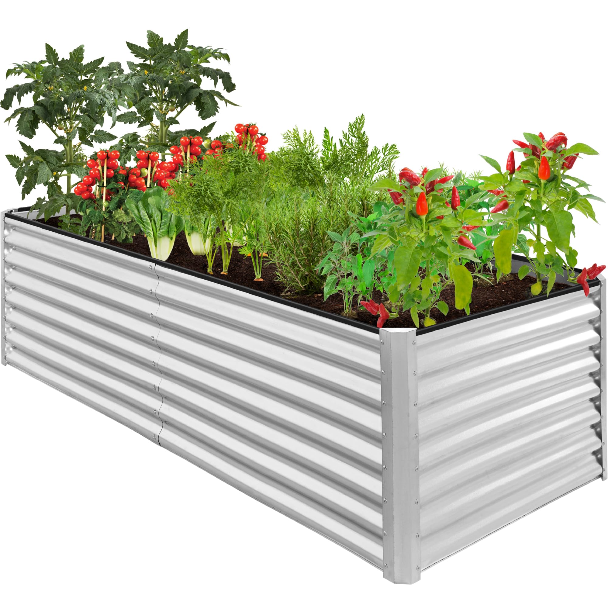 Best Choice Products 8x4x2ft Outdoor Metal Raised Garden Bed, Deep Root Planter Box for Vegetables, Flowers, Herbs, and Succulents w/ 478 Gallon Capacity - Galvanized