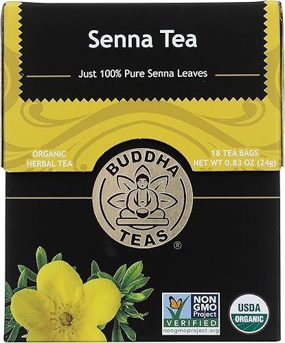 Buddha Teas Té orgánico de Senna OU Kosher USDA orgánico CCOF orgánico 18 bolsas de té sin blanqueador