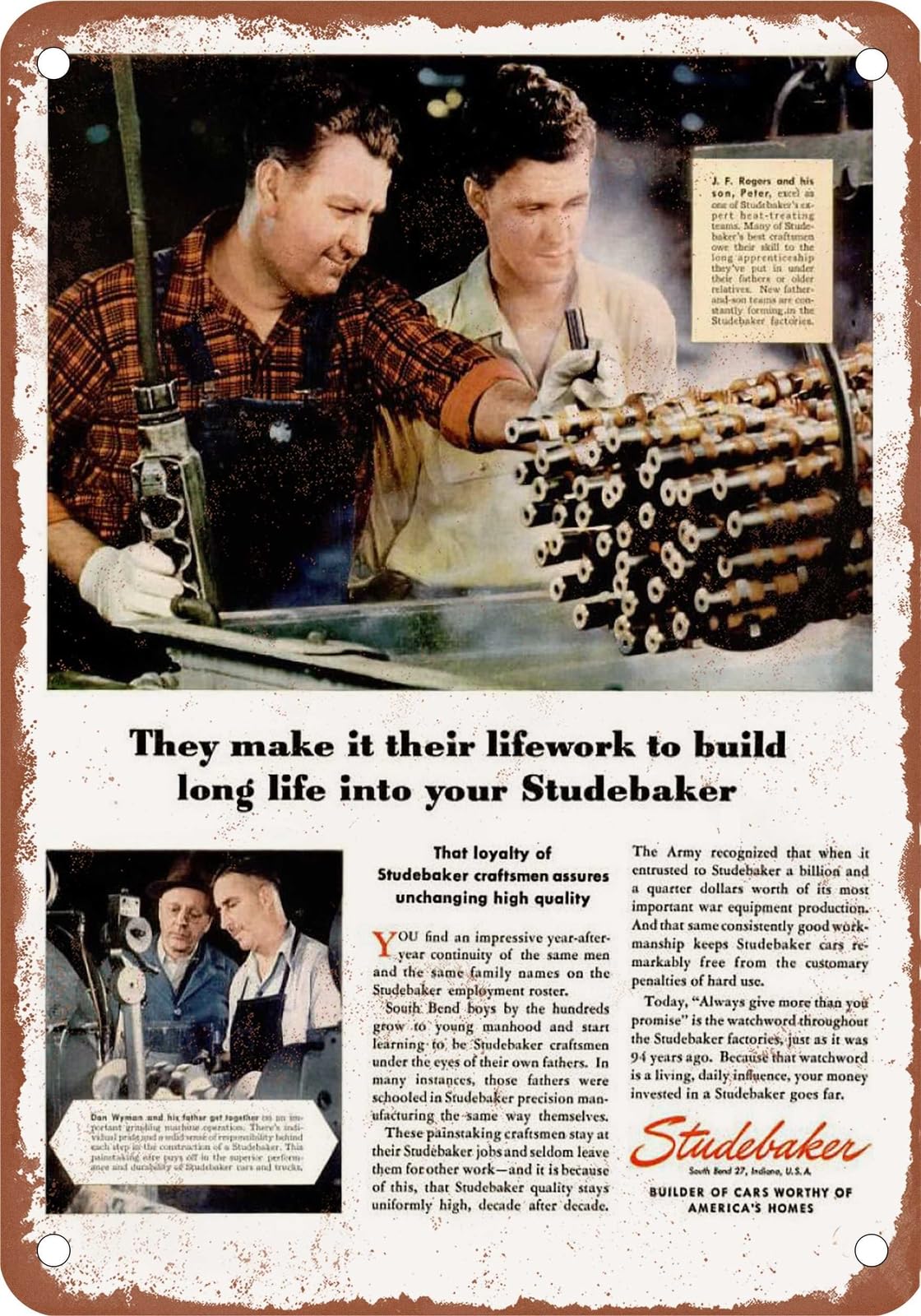 Miaomansenstore Metal Sign - 1946 Studebaker Vintage Ad 01 - Old Retro Rusty Look Home Decor