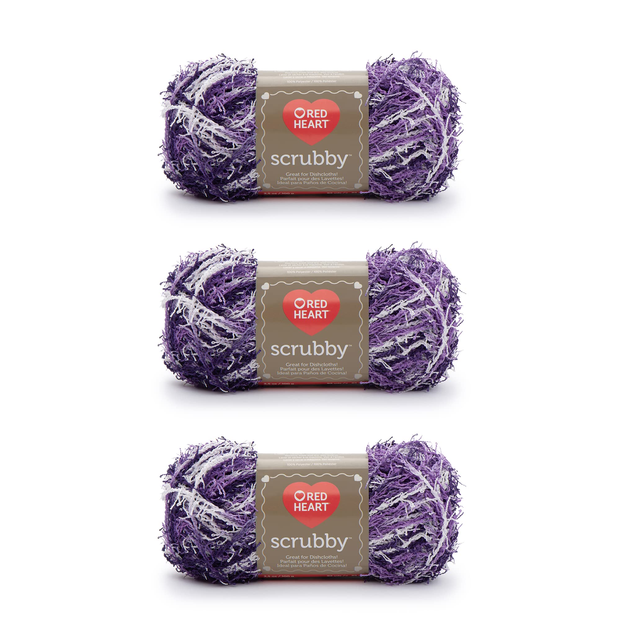 Red Heart Scrubby Jelly Yarn - 3 Pack of 85g/3oz - Polyester - 4 Medium (Worsted) - 78 Yards - Knitting/Crochet