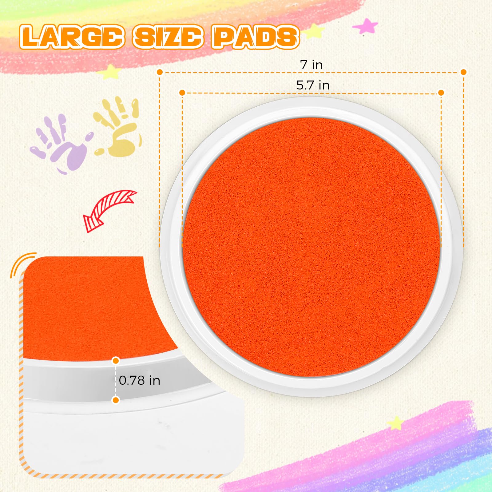 Nliyeisu Nliyeisu 7 Inch Ink Pad Pads for Kids Washable, Large Stamp Pad with 8 Vibrant Colors, Non-Toxic Finger Paint & Stamp Pads Set for Arts and Crafts, Perfect for Children's DIY Projects, Home School Use in use