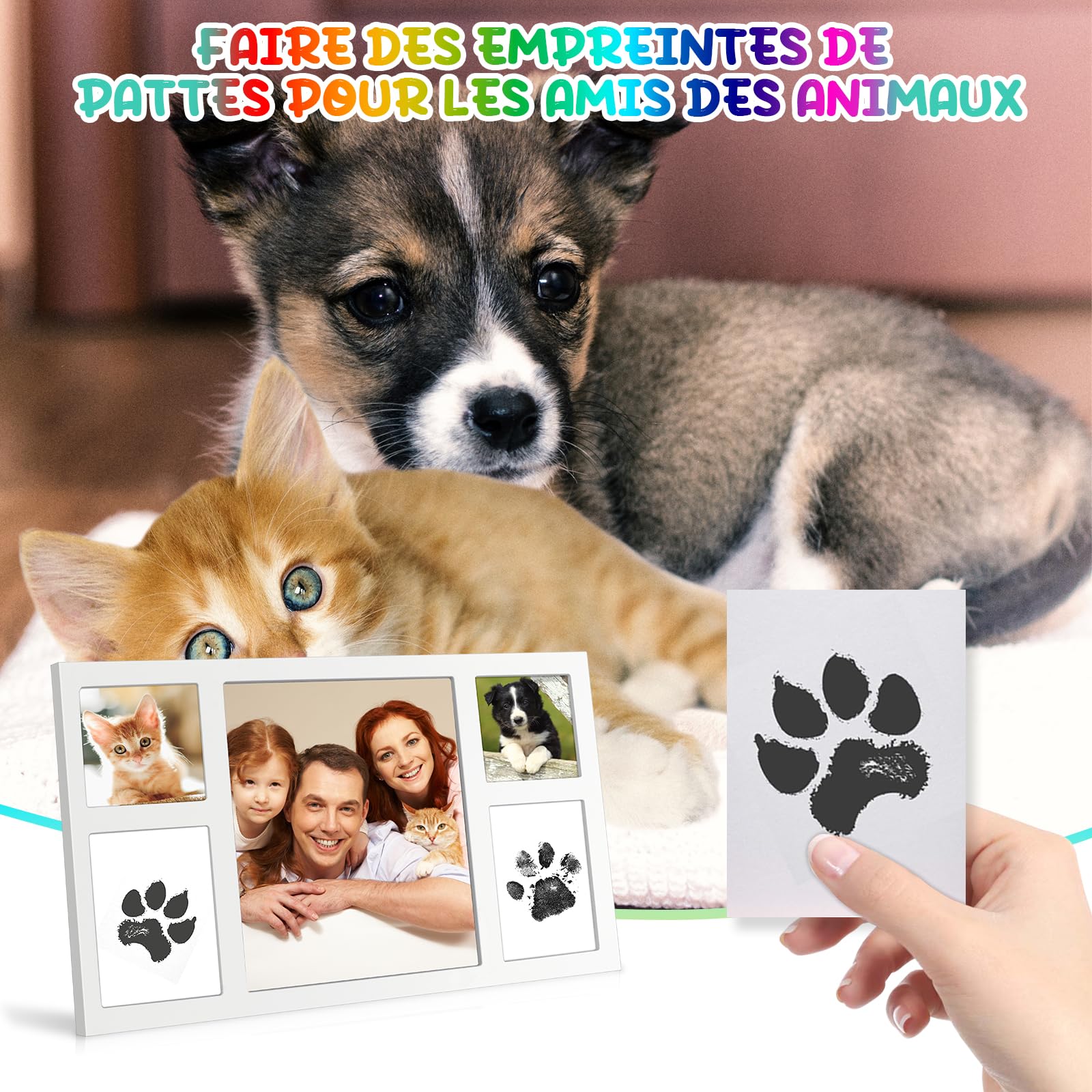 Kit Empreinte Bébé avec Attachement Éponge Non Toxique Lavable pour Mains et Pieds