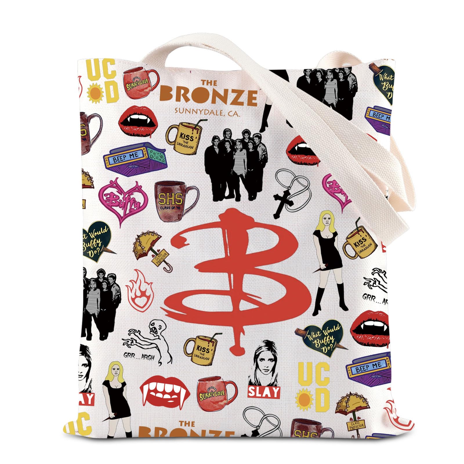 ENSIANTHVampire Slayer Movie Lover Tote Bag Vampire Lover Shoulder Bag Horror Movie Merchandise TV Show Fans Gift