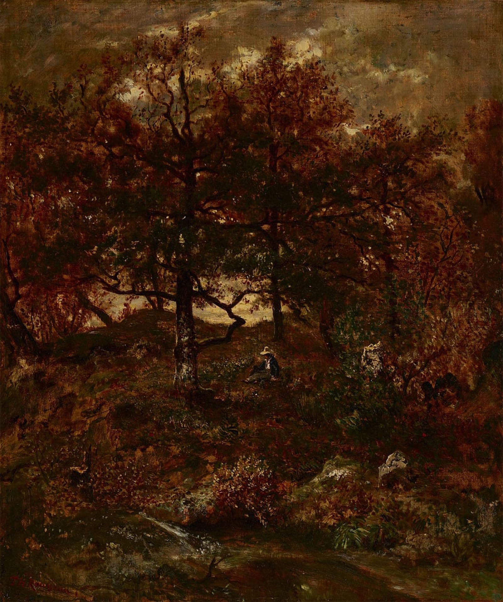 ARTXLXXBN Famous Painting Art Wall Decor Abstract Art Picture Autumn At St Jean De Paris Forest of Fontainebleau by Pierre Etienne Theodore Rousseau Animal Pictures for Home Decor 60x90cm