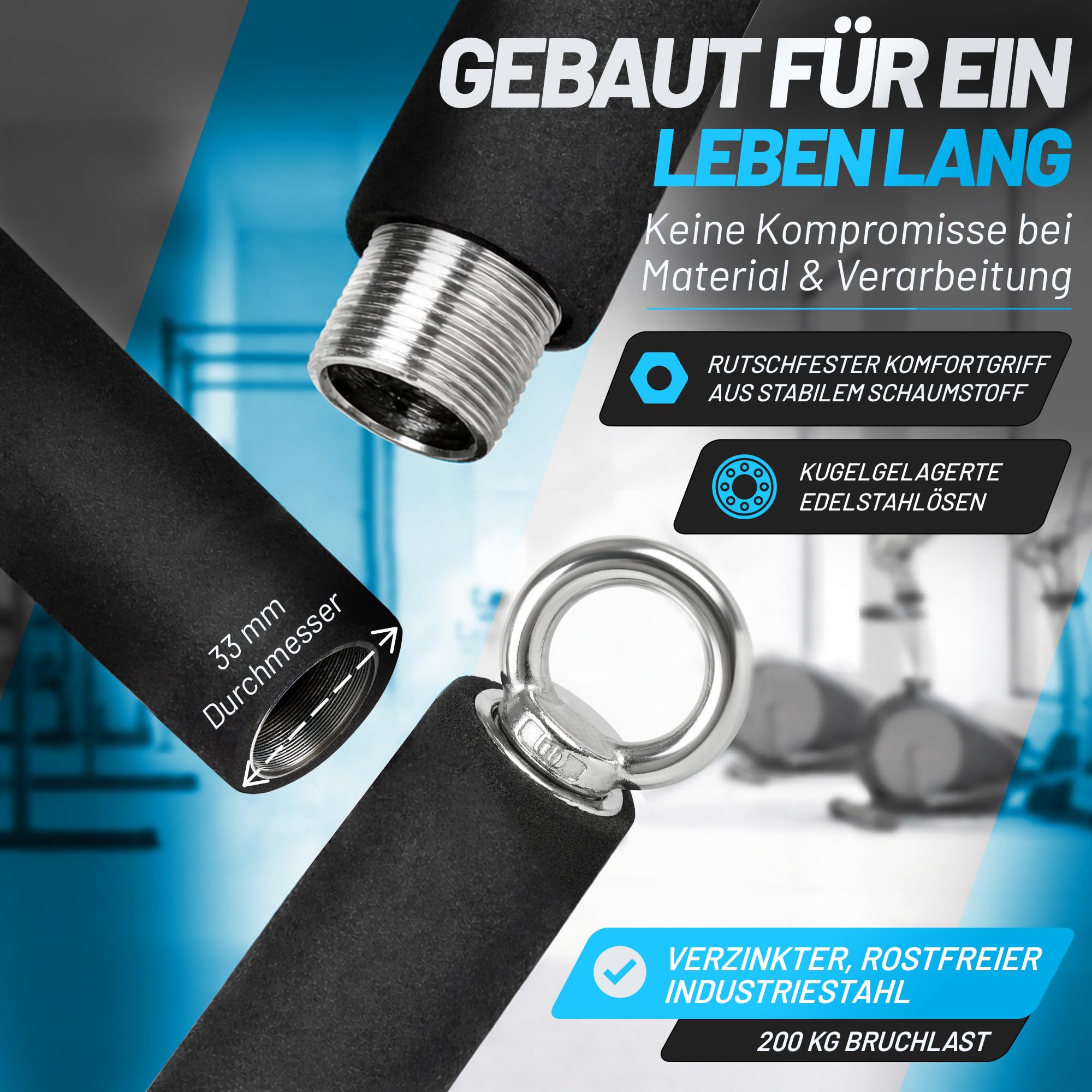 aerobis Rowstick – Verstellbarer Fitnessstab für funktionales Ganzkörpertraining – 2-in-1 Design – Ideal für Widerstandsbänder & Sling Trainer – Core-Stick für Kraft, Ausdauer & Koordination