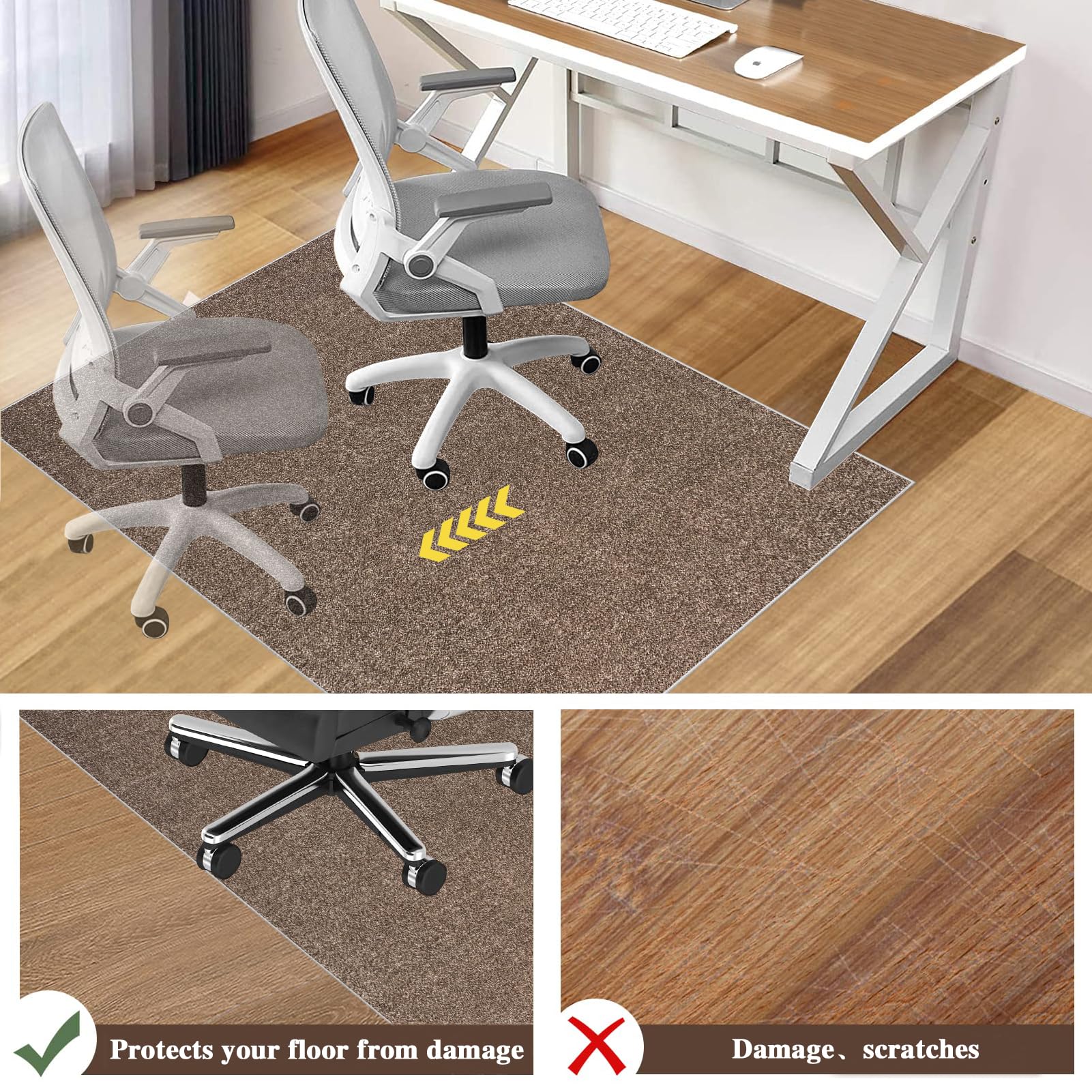 Tappetino Protettivo per Pavimenti Duri e Moquette 90 x 160 cm Tappeto Sedia Ufficio Antigraffio Tappeto Gaming Pavimento Tappeto per Sedia con Ruote Tappetino Sedia Scrivania per Laminato Parquet