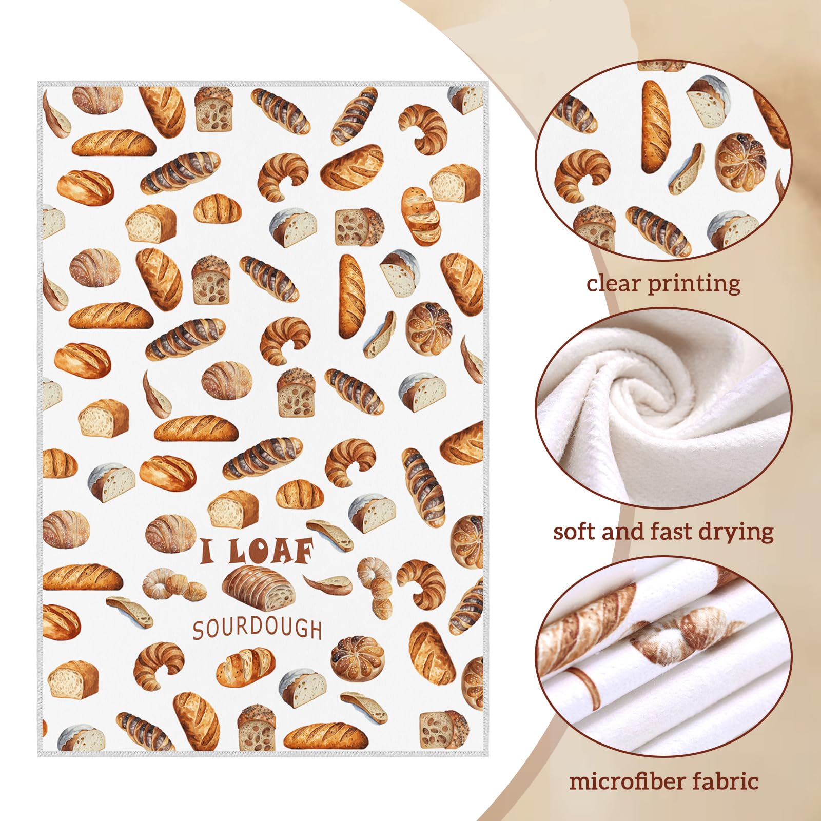 Peryiter 6 Pcs Sourdough Baking Kitchen Towels 16 x 24 Inch Sour Dough Proofing Flour Sack Tea Towels Gift for Baking Sour Dough Cloths for Sourdough Bread Cloths for Kitchen Women Chef Bake Lovers