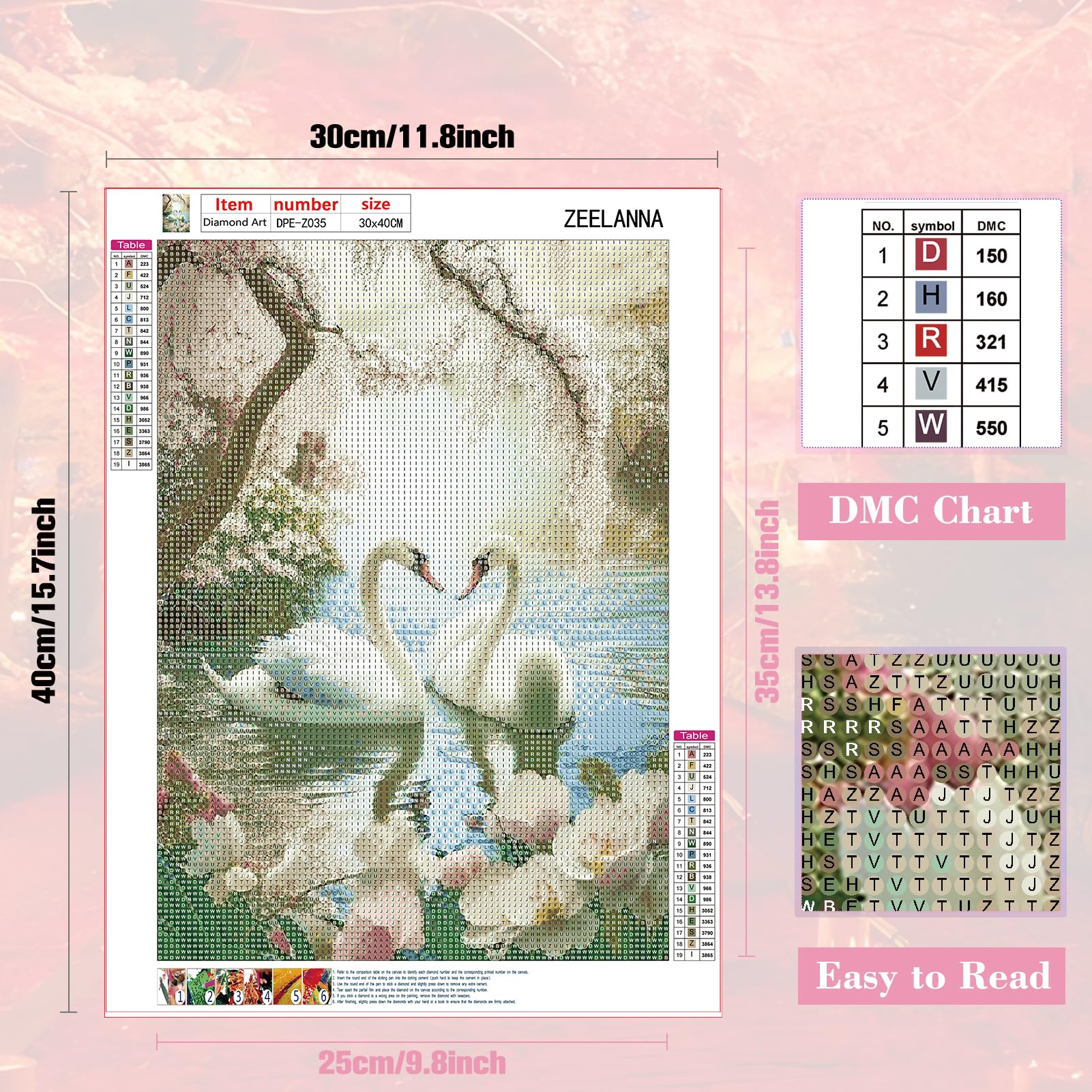 ZEELANNA Paysage Diamond Painting Kit Complet, Diamond Painting, Diamant Painting, Peinture Diamant, Broderie Diamant Adulte, Tableau Perle Diamant, Murale Décoration 30x40cm Cœur