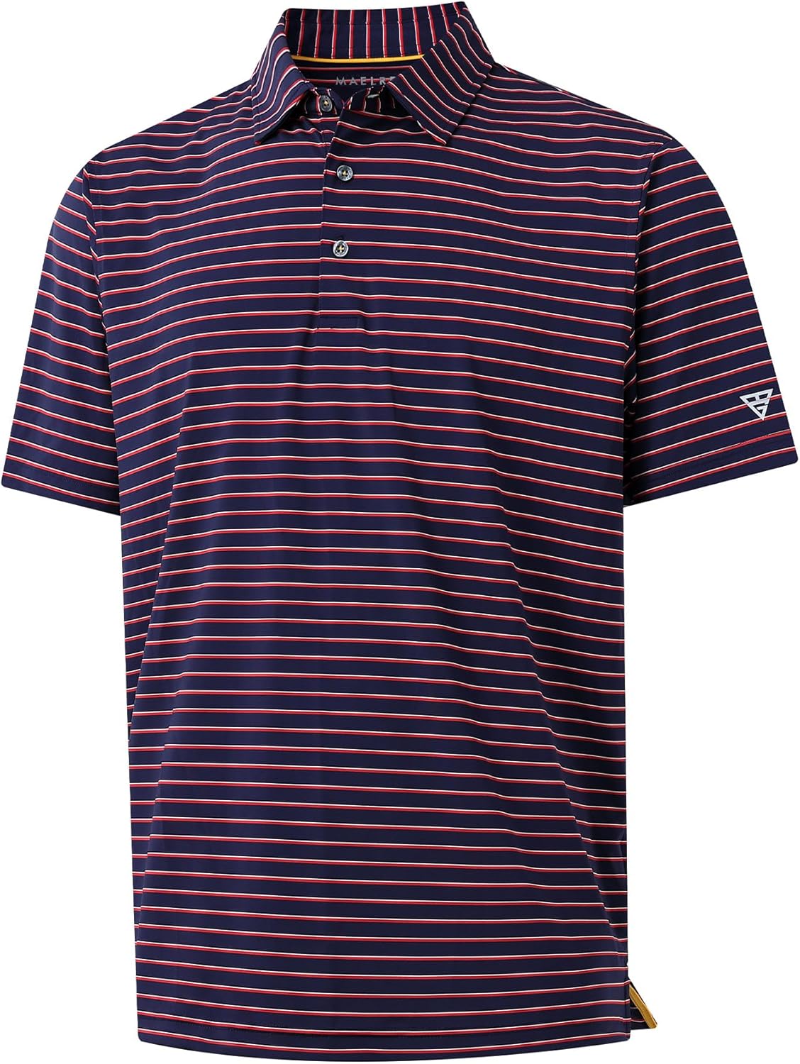 M MAELREG Boys' Polo Shirt Striped Short Sleeve Moisture Wicking Performance Stretch Active Casual Collared Kids Golf Shirt Navy/Red Stripe 6 Years