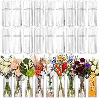 24 Pcs Fall Wedding Plastic Bud Vase Bulk, 2 * 5.5inch, Smooth