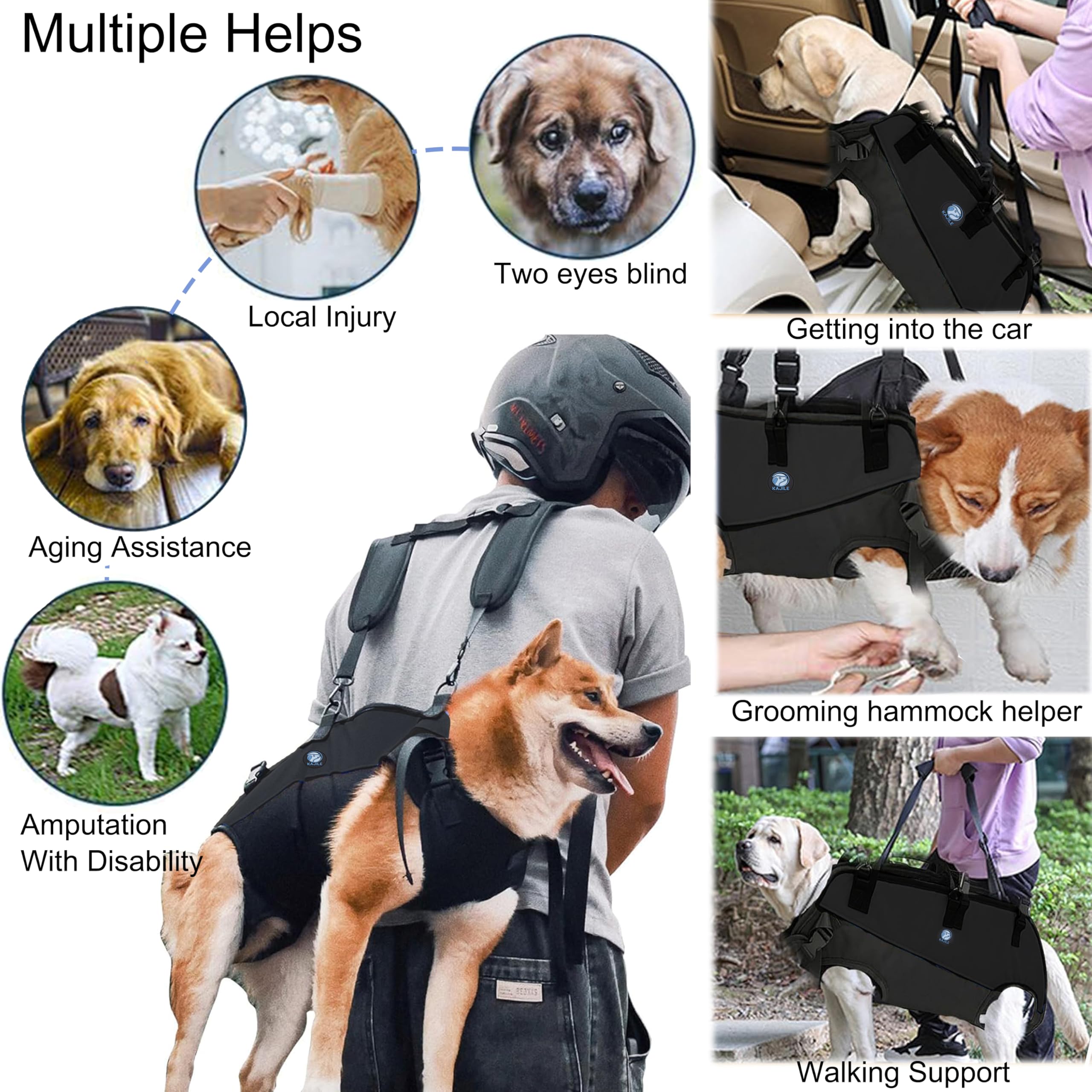 Mochila Transportadora de Perro,Arnés Multifuncional,Negro,M | Soporte estable, equilibrio,impermeable y resistente al desgaste,apto para exteriores