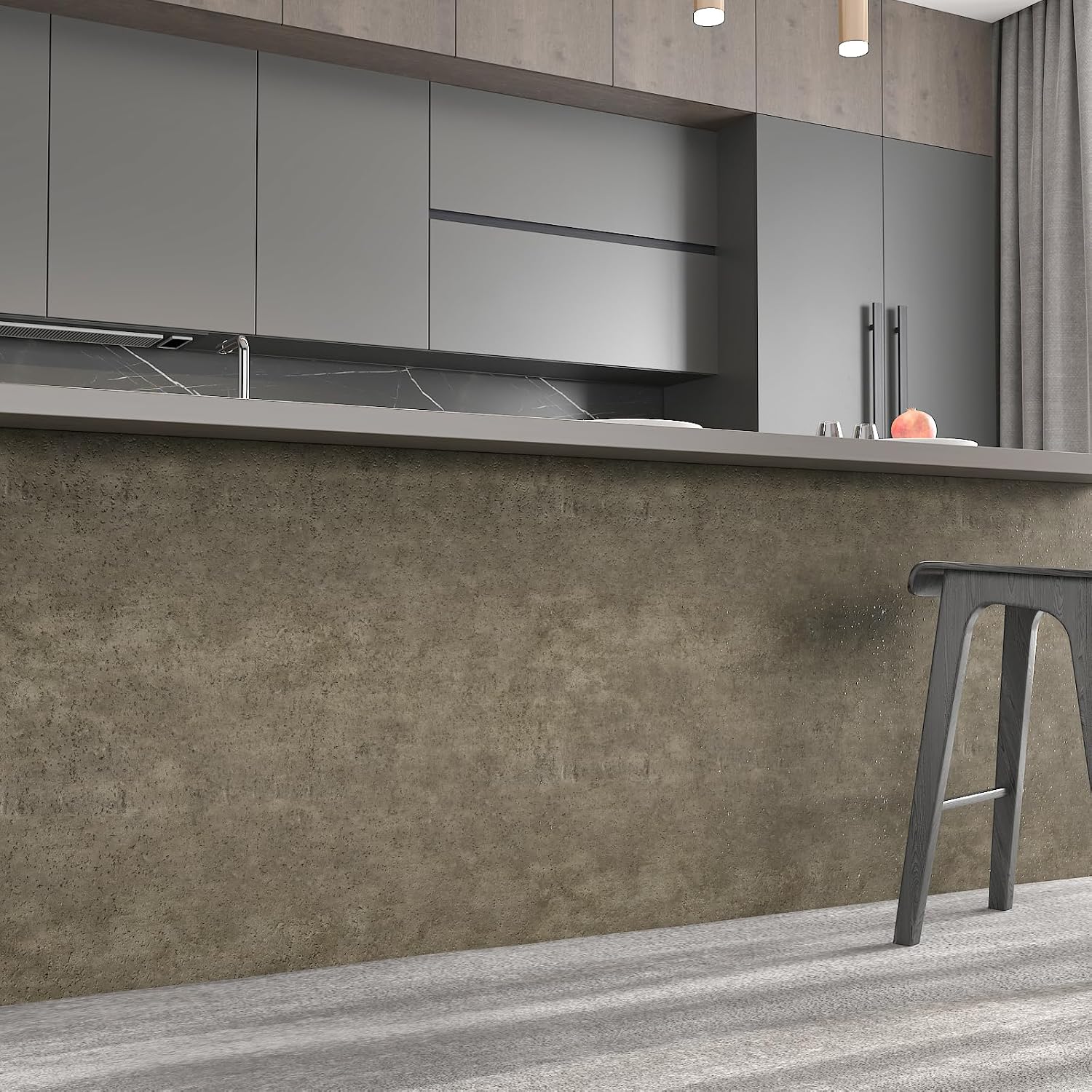 CHIHUT Brown Concrete Contact Paper Peel and Stick Textured Thick Faux Cement Wallpaper Removable Self Adhesive Vinyl Roll 12"x472" for Bathroom Basement Gym Wall Covering Countertops