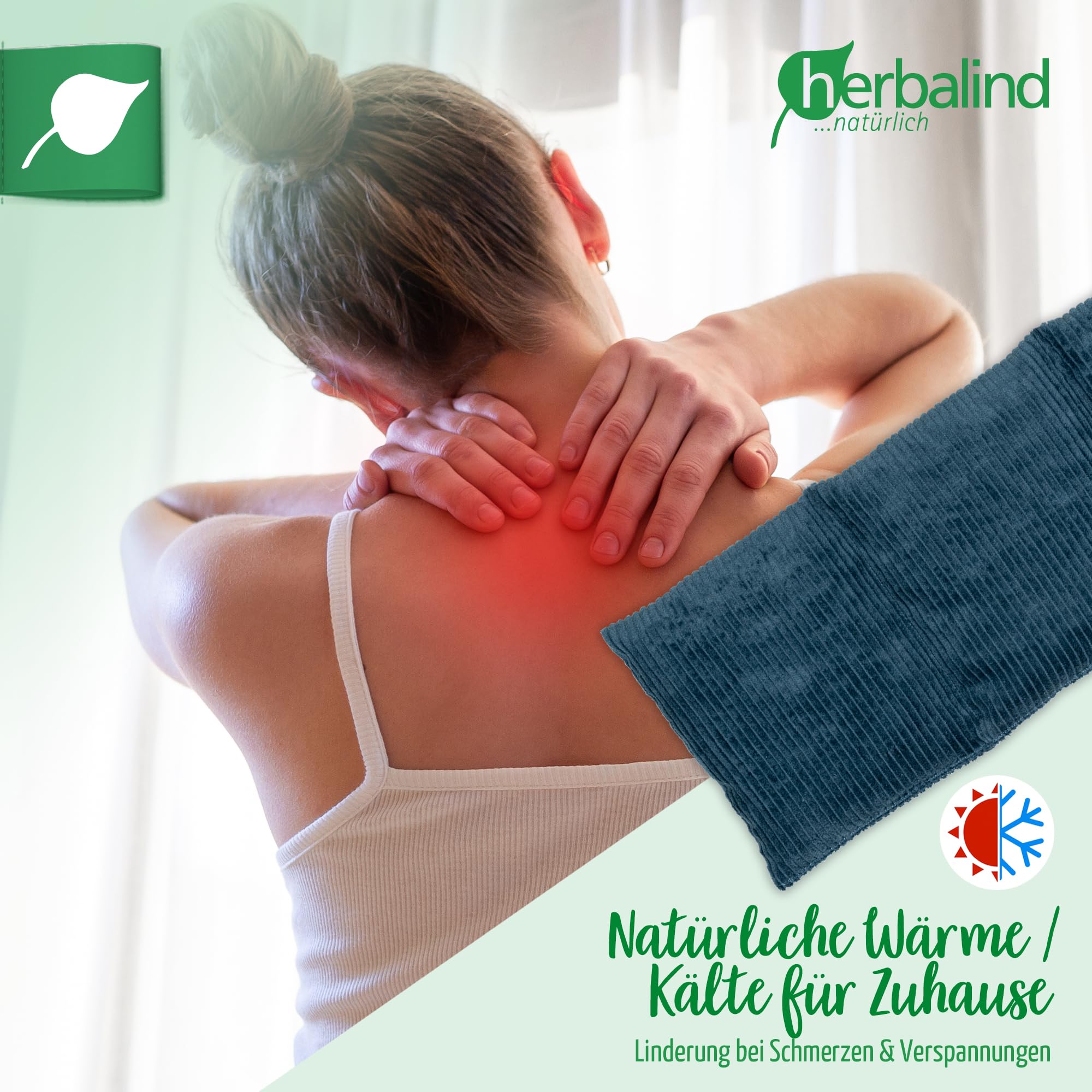 HERBALIND Robustes Kirschkernkissen Cord Premium 50x20cm 900g (L) - Handmade in Germany - Wärmekissen für Mikrowelle - 100% OEKO TEX Baumwolle für Erwachsene Kinder (Cordstoff, petrol)