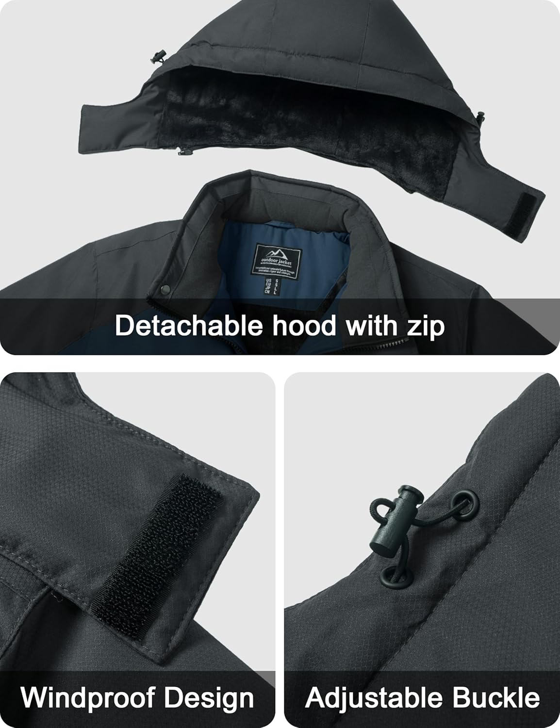 MAGCOMSEN Winter Coats for Men Ski Snow Jacket Waterproof Fleece Insulated Jackets Outdoor Snowboard Warm Parka Raincoat - Image 4