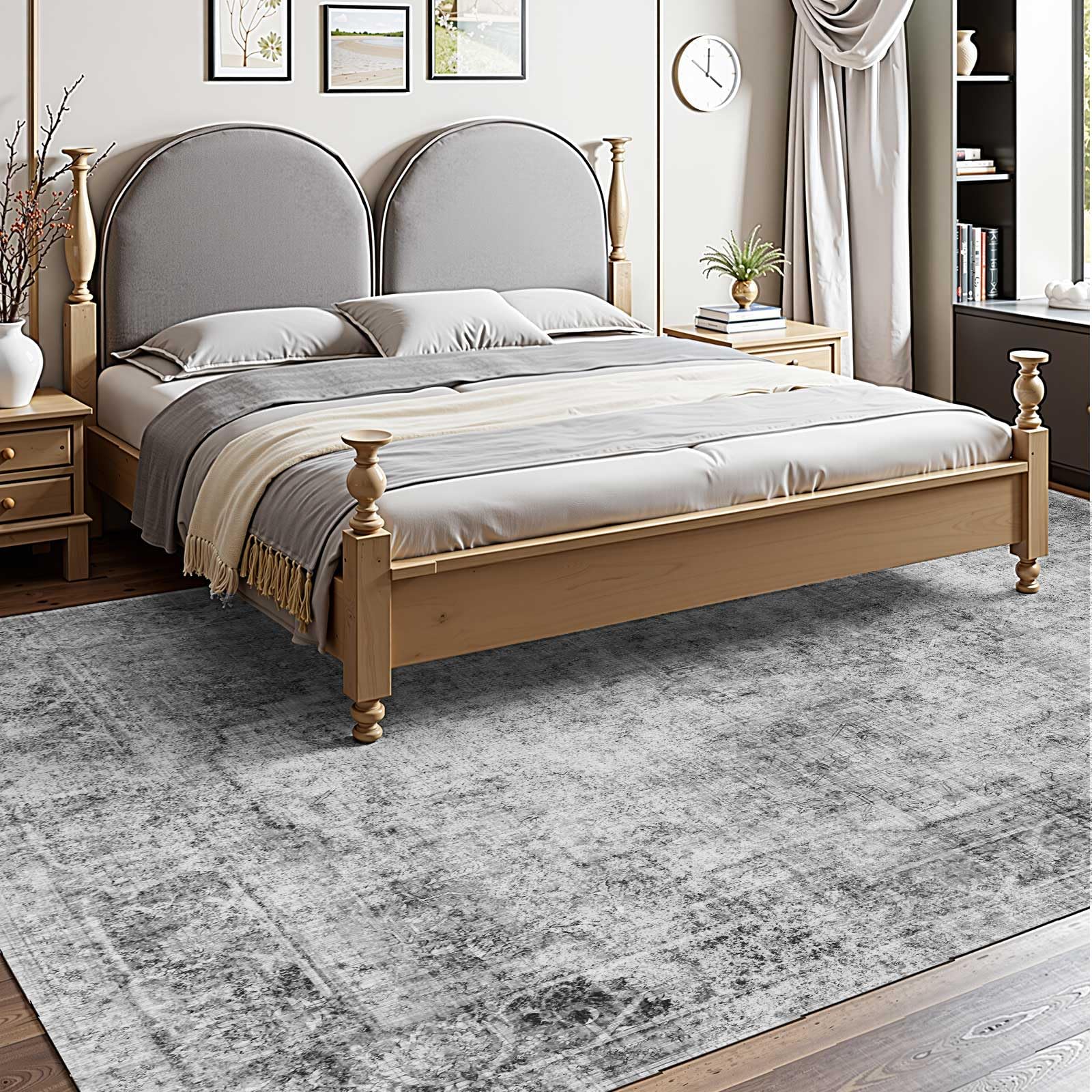 VEVOR Tappeto Grande per Salotto 2743 x 3658 mm Lavabile, Tappeto da Interno per Soggiorno, Antiscivolo e Antistrappo, per Animali Domestici e Bambini, per Camera da Letto, Cameretta, Ufficio, Grigio