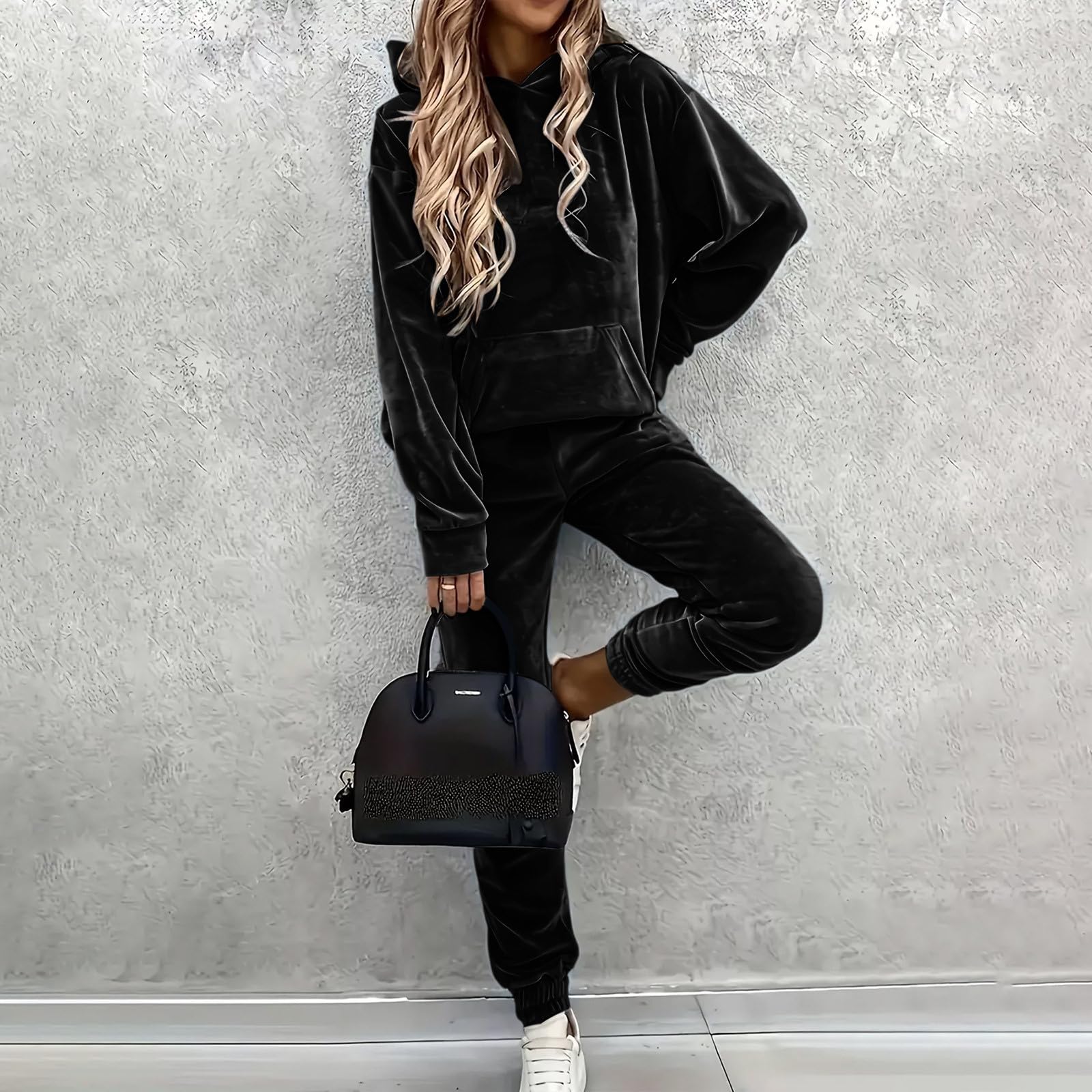 LUCKME Chandal Mujer Otoño e Invierno Conjunto Mujer de Terciopelo 2 Piezas