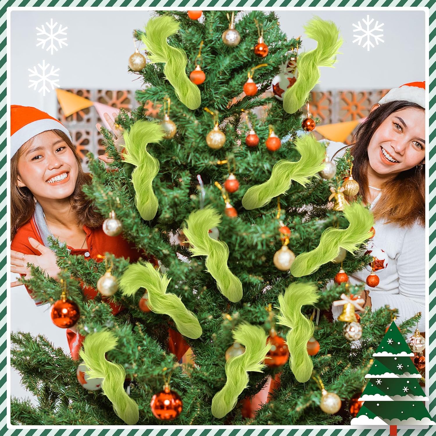24 Pcs Lime Green Christmas Tree Toppers 14 Inch Furry Curly Christmas Tree Picks Green Berry Ornaments Xmas Decorations for Wreath DIY Crafts Home Vase Filler