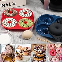Vista 6 de Webake Molde de silicona para freidora de aire para hornear, moldes de donas antiadherentes de 4 cavidades, sin BPA, apto para lavavajillas, juego