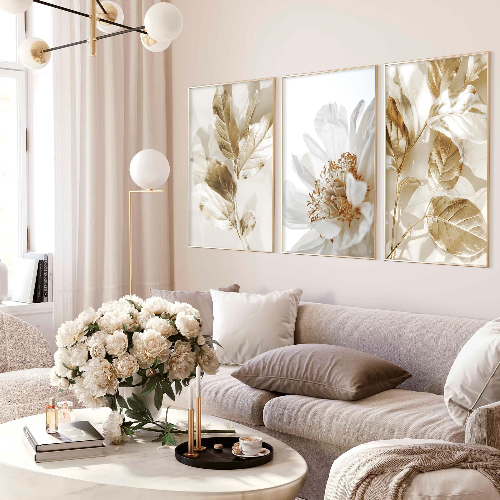 Beige Taupe Mandala Boho Neutrale Kleur Foto Muur Canvas Schilderij Poster Print Muur Foto voor Woonkamer Decor 50x70cmx2 Frameloze
