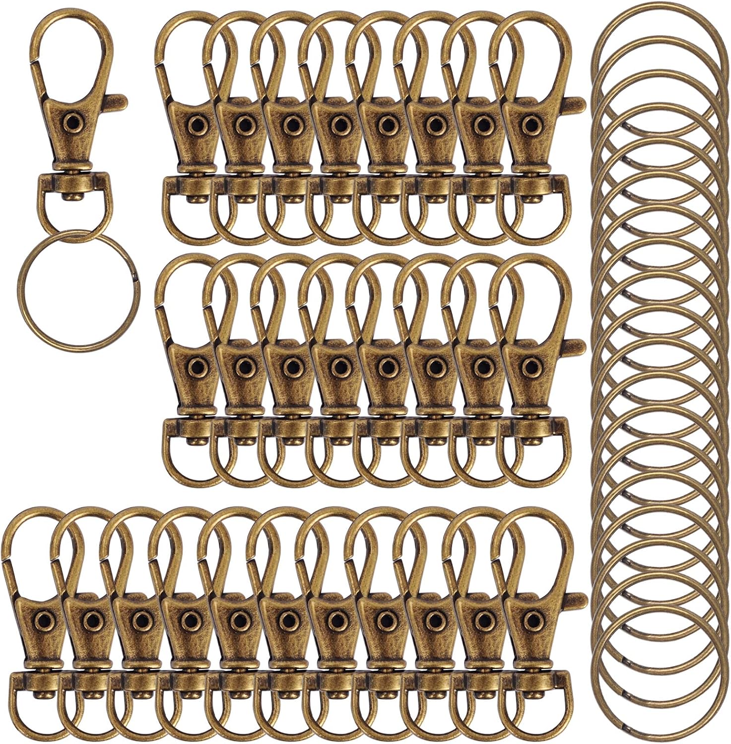 120PCS Premium Swivel Lanyard Snap Hook with Key Rings (Bronze)