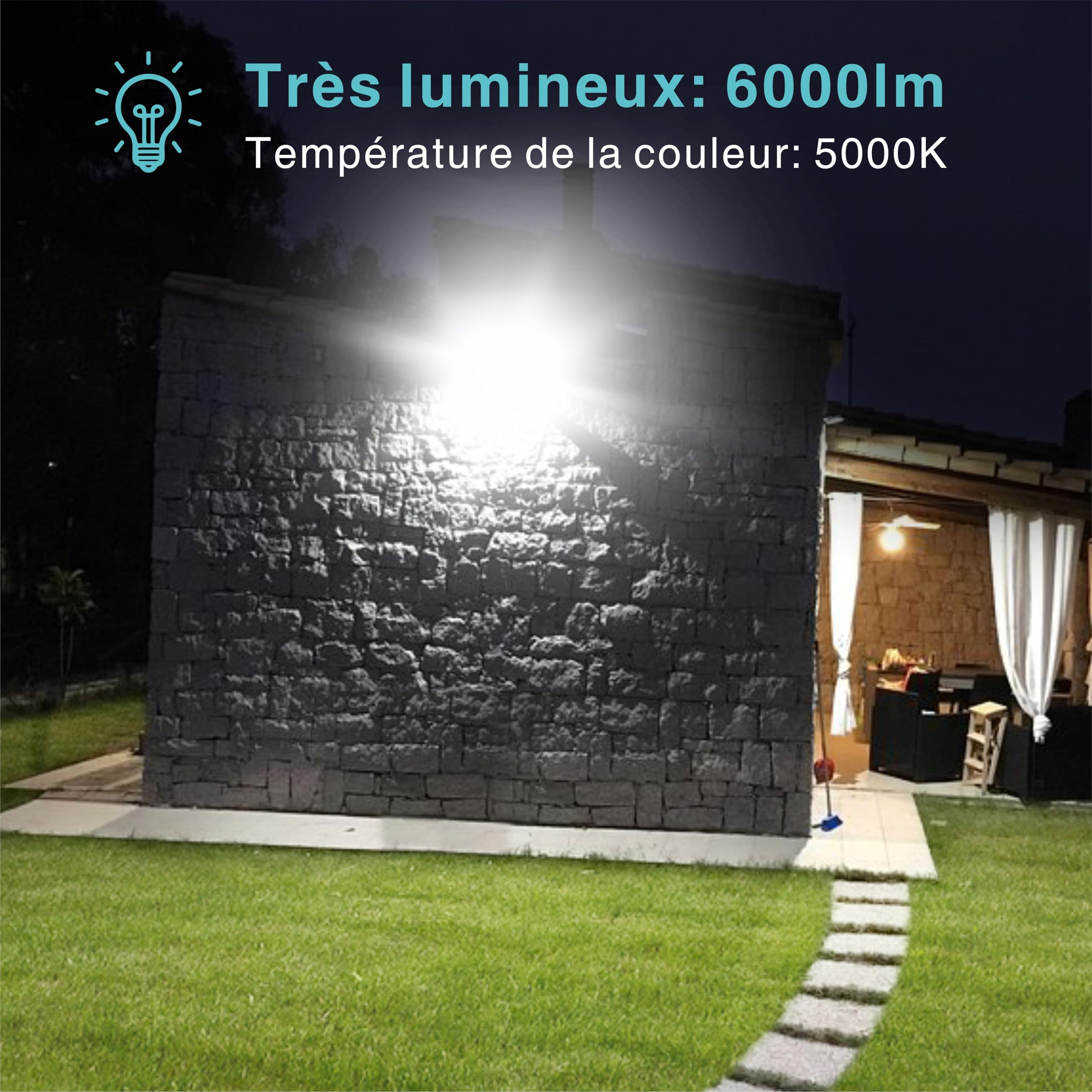 STASUN 60W LED Außenstrahler, 6000LM Superheller LED Außenstrahler, IP66 Wasserdicht, 6000K Tageslicht, 2 Strahler, Verstellbare Köpfe, Für Garten, Garage, Hof