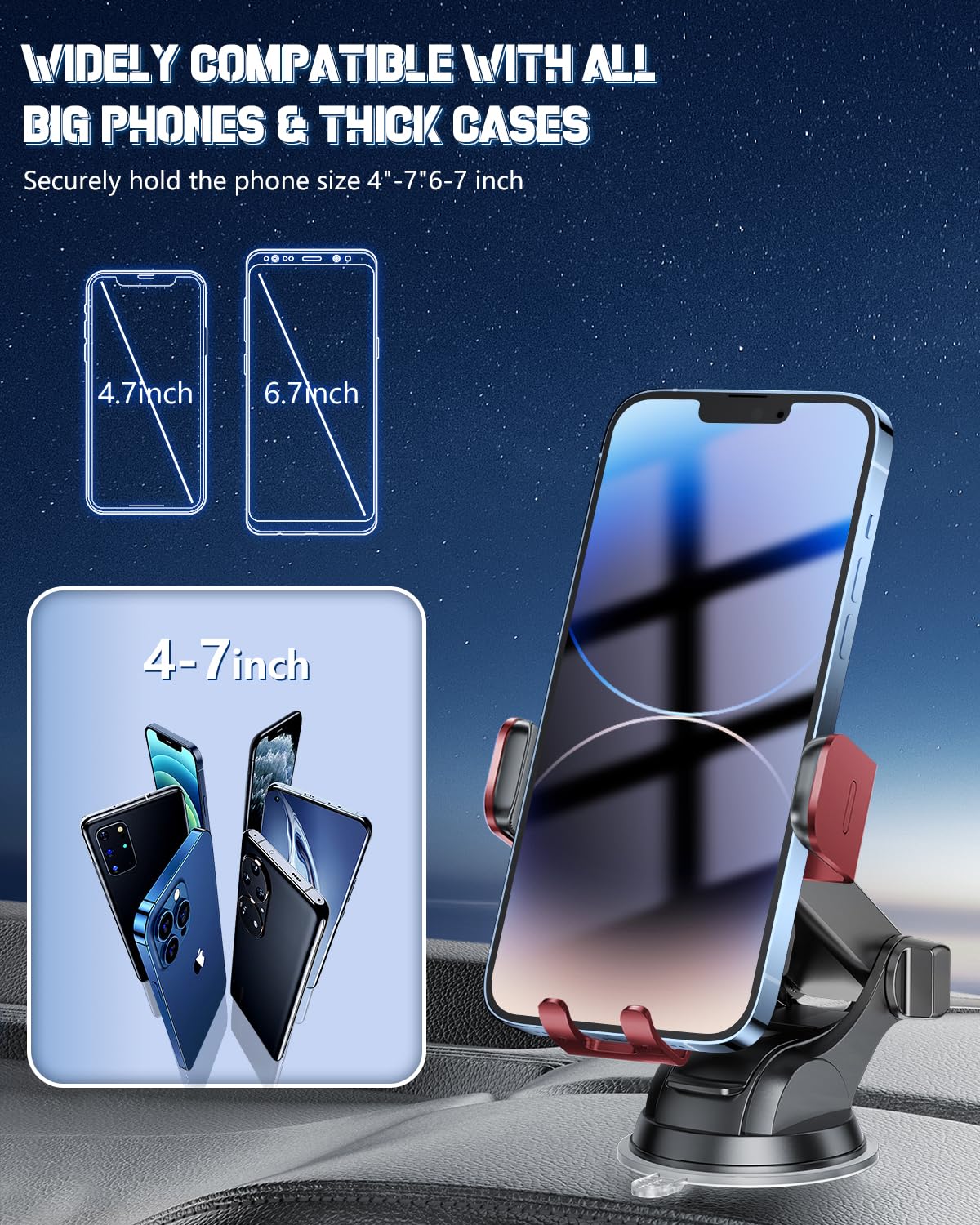 BothLin Caricabatterie da auto wireless, supporto per telefono a ricarica rapida 3 in 1, supporto per telefono con bloccaggio automatico, accessori per auto, compatibile con iPhone 17 16 15 14 13 12