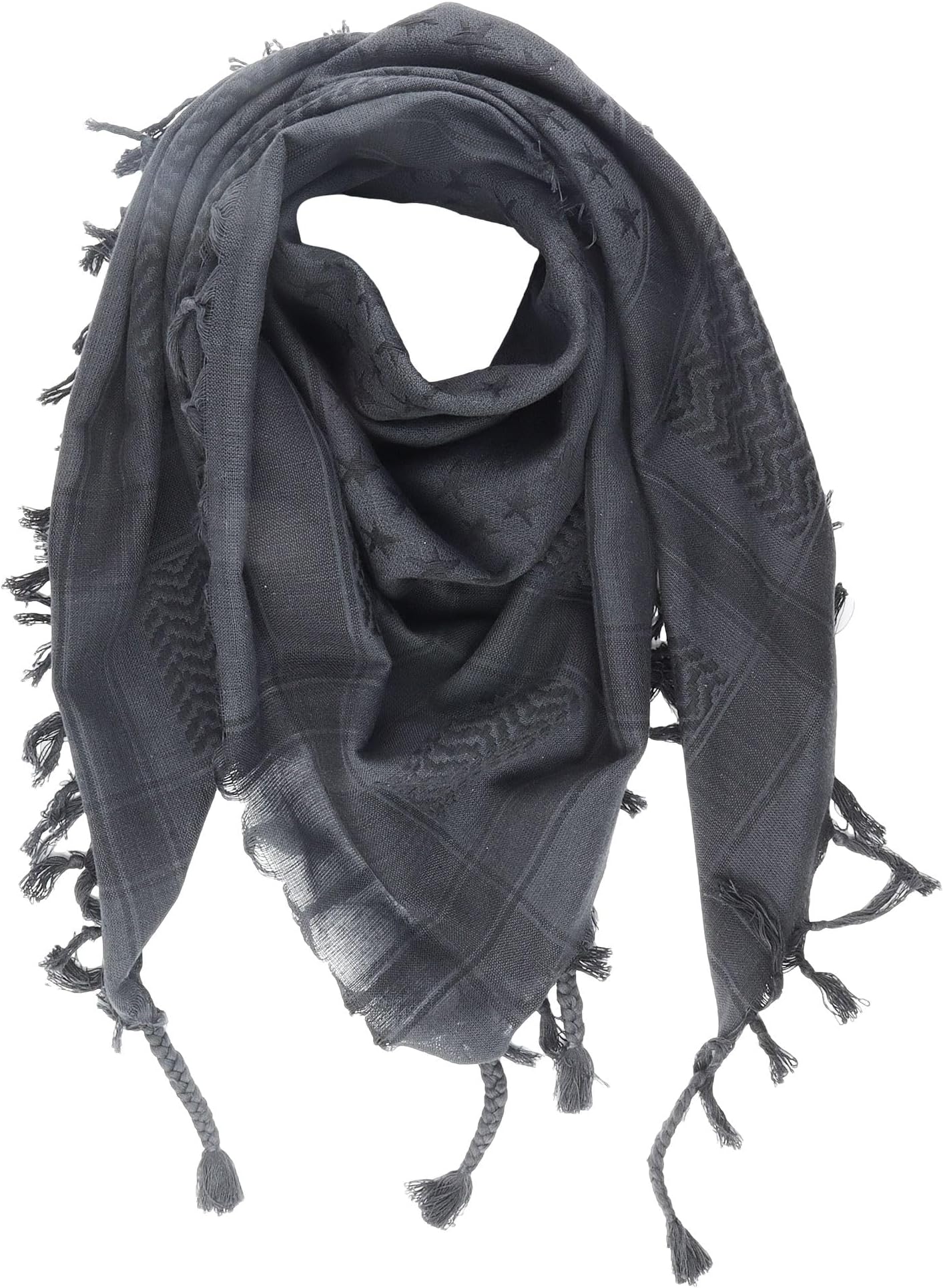 Freak Scene Kufiya - Stars grey-dark grey - black - 40x40 inch - Shemagh - Arafat scarf Palestinian PLO Pali-scarf - 100% cotton
