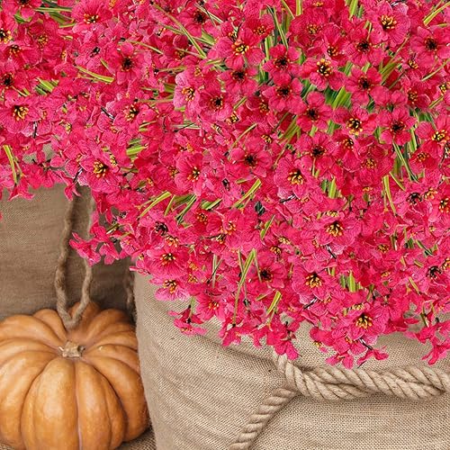 Miniatura 6 de 20 paquetes de flores artificiales para el aire libre, resistentes a los rayos UV, no se descoloran, de plástico sintético, arbustos, jardín,