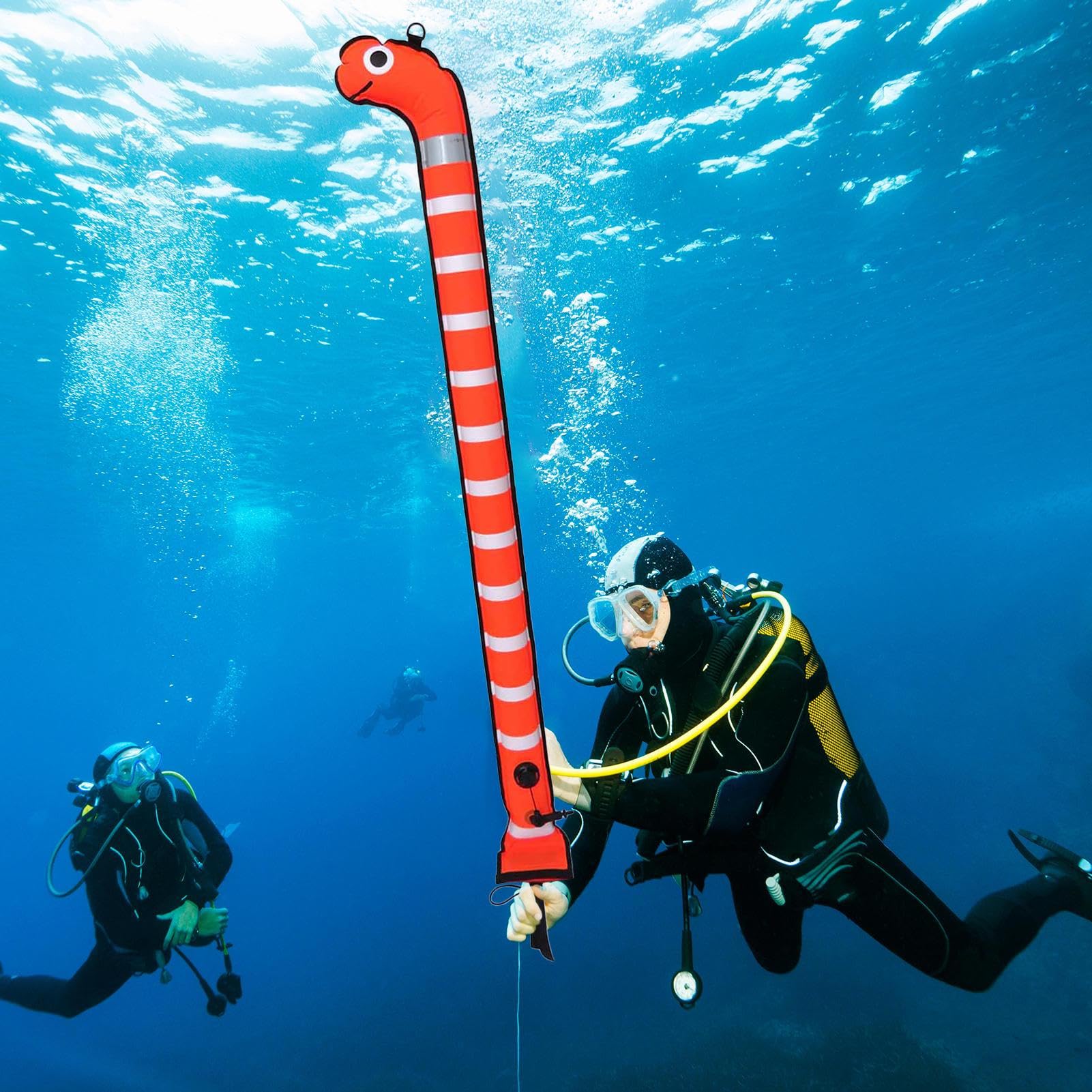 Boa di Sicurezza Subacquea – marcatura Superficiale Riflettente Ben | visibile, galleggiante gonfiabile dei cartoni animati, tubo di segnale sommergibile in nylon | per immersioni, snorkeling, ma