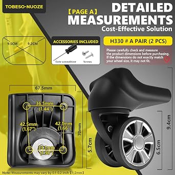 4 pcs Luggage Wheels Replacement Wheel for Luggage Suitcase Repair 360° Rotating Suitcase Replacement Wheels with 4 Mounting Holes L330