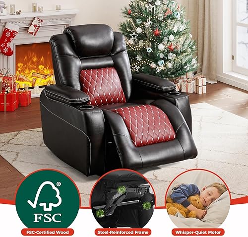 Miniatura 5 de ANJ Silla reclinable eléctrica con reposacabezas eléctrico ajustable, asiento de cine en casa de piel sintética, muebles reclinables con puertos