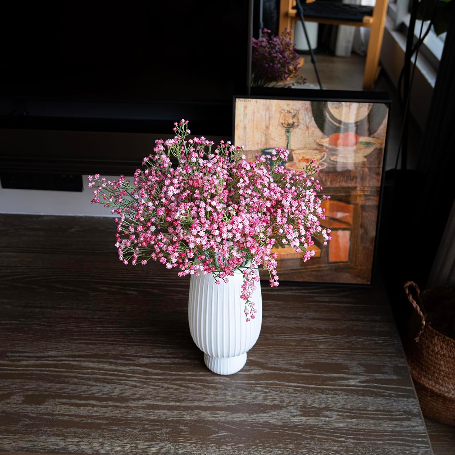 DUYONE Babys Breath Artificial Flowers,30pcs Gypsophila Bouquets 20" Long Stem Flowers for Wedding Home Garden DIY Decoration(Pink 30pcs)