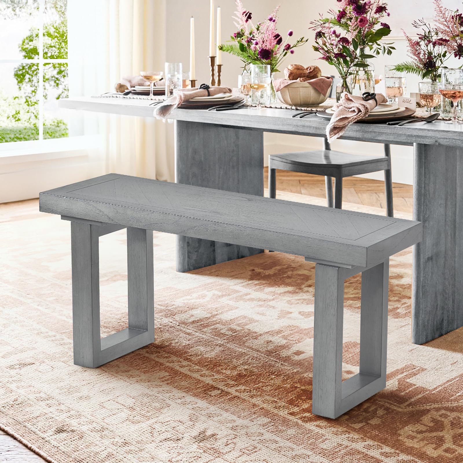 Snapklik.com : Wood Dining Bench, 35 Inch Wooden Kitchen Dining Bench ...