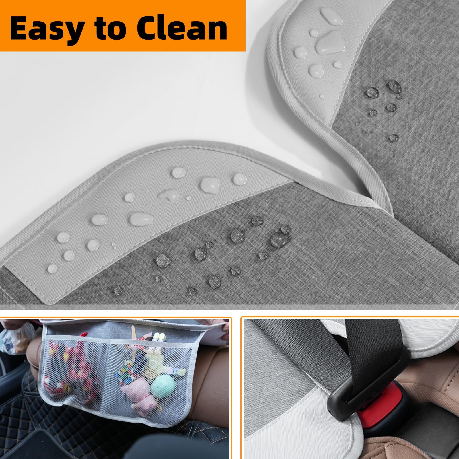 Meolsaek Protector de asiento de coche, parte trasera acolchada antideslizante que no deja huellas, protector de asiento de coche más grueso para asiento de coche infantil, paquete de 2 para SUV,