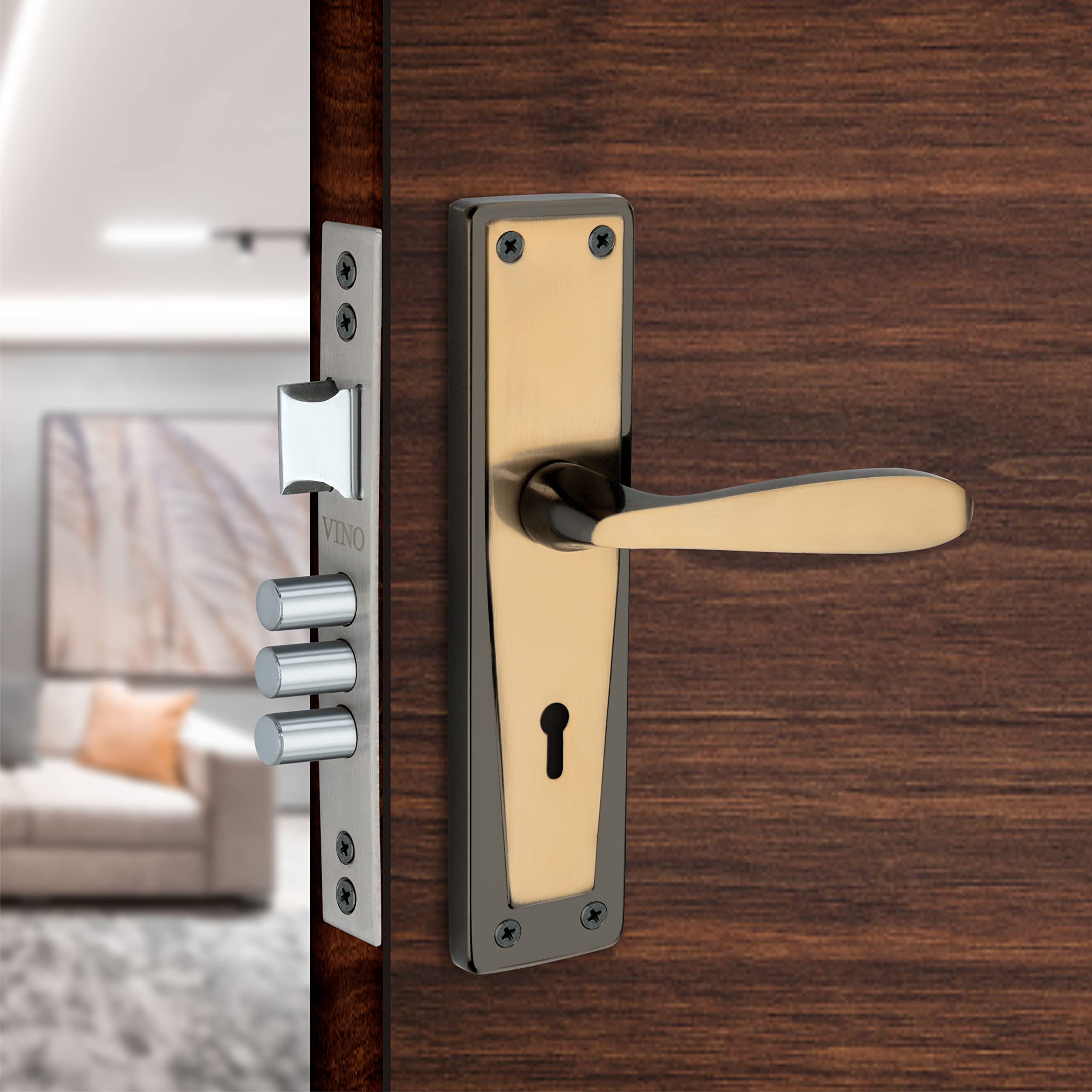 Vino Heavy Duty 8inch Mortise Handle Door Locks for main door / Bedroom Door / Living room / Bathroom Door / Office / Hotels / Main Door Lock Handle sets / Heavy 3 Bullet and Solid Latch Door Lock Body With 3 key Double Action Mortise Lock for Door / (B0BWV3YVCS) Amazon Price History, Amazon Price Tracker