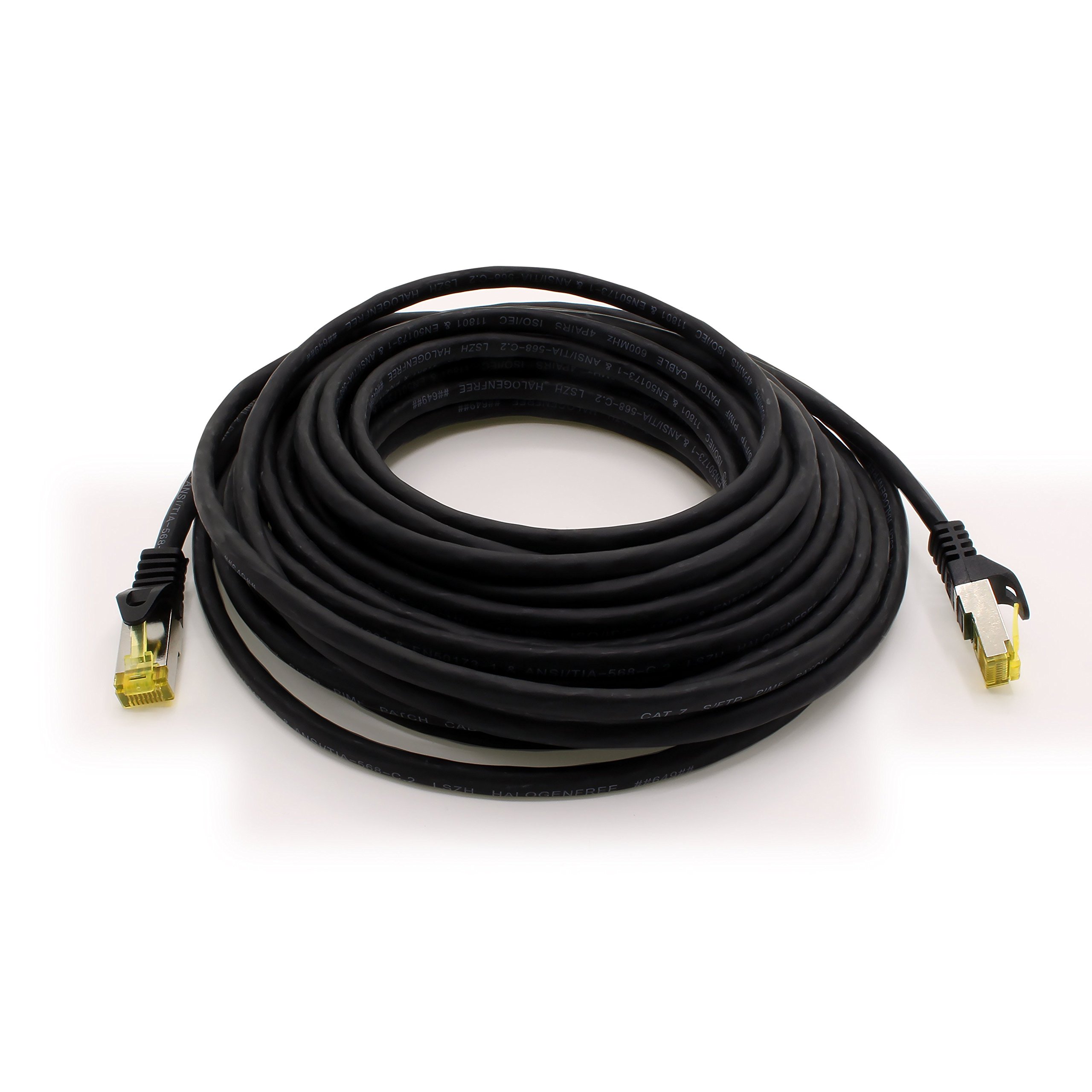 1aTTack.de Cavo di rete Ethernet Lan Cat.7 SFTP spina RJ45 Cat6a doppia schermatura 10000 Mbit/s compatibile con Cat5 Cat6 Cat6a Cat8 per switch Router Modem Patchpanel Nero / 10 pz 1,5m