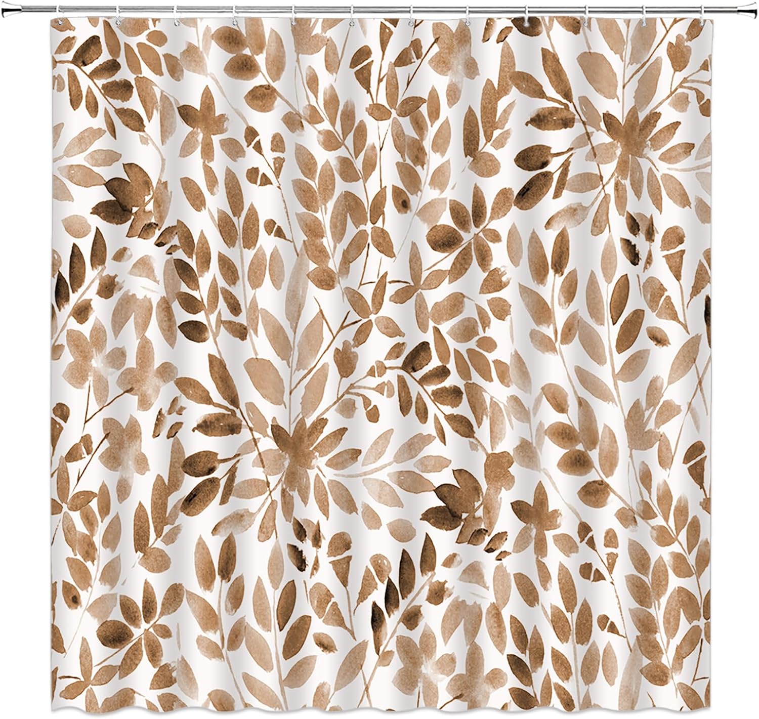 Watercolor Leaves Shower Curtain Colorful Leaf Floral Eucalyptus Plant Pretty Nature Fabric Bathroom Decor with Hooks(74.8" Wx70 H)