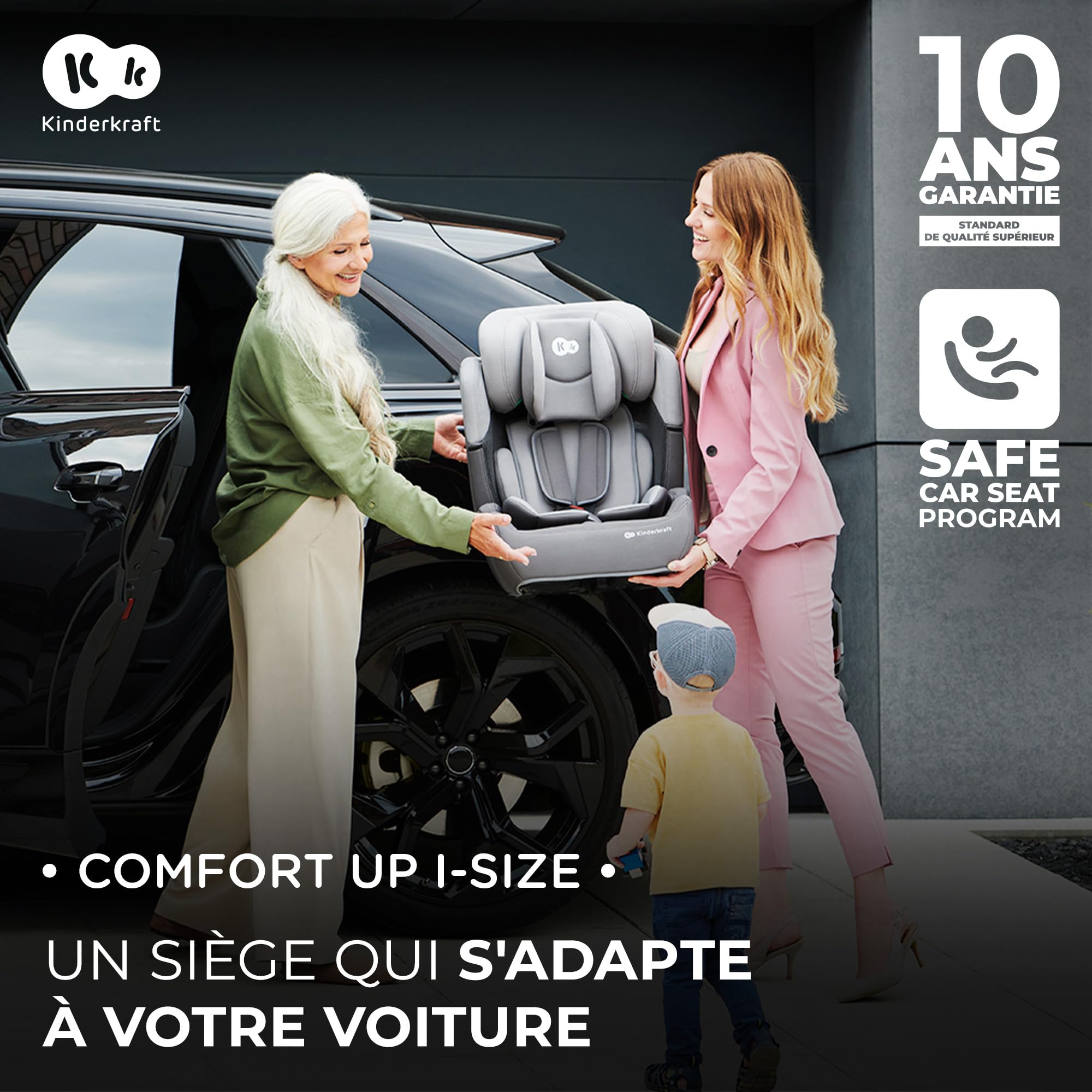 Kinderkraft COMFORT UP i-Size Siège auto bébé Groupe 1/2/3 9-36 kg 15 mois-12 ans Noir