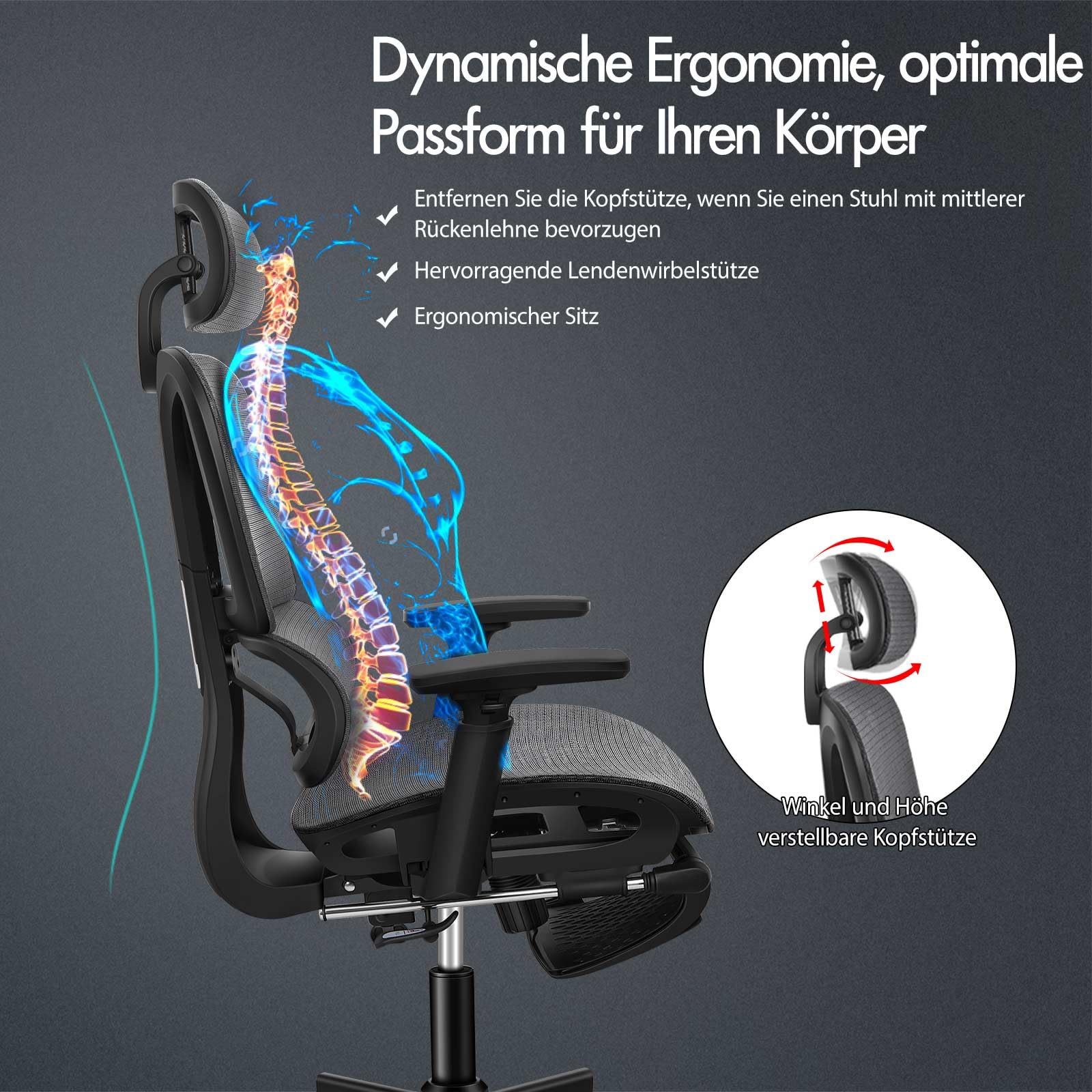 ALFORDSON Ergonomischer Bürostuhl, Verstellbare Le Produktbild-Vorschau 4