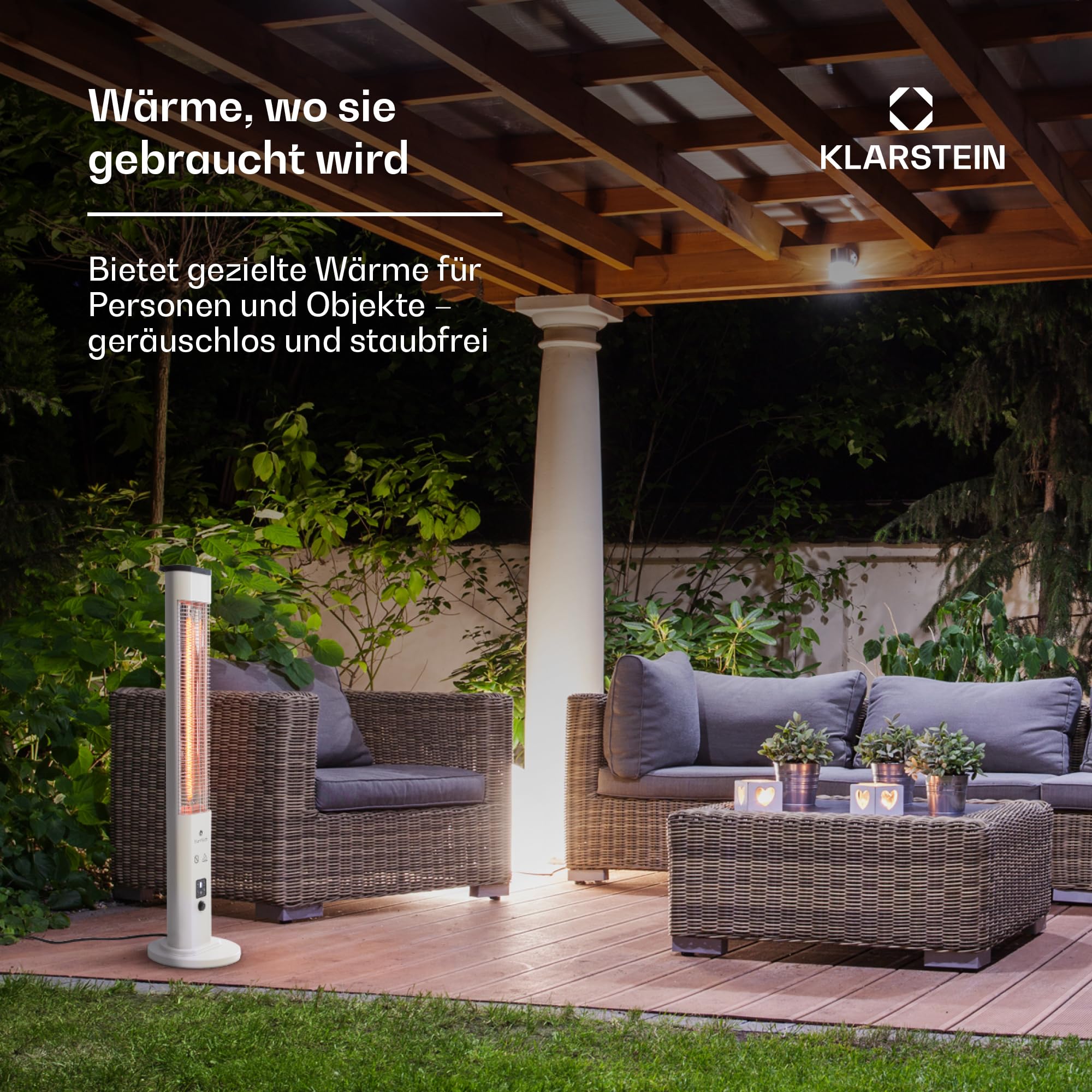 blumfeldt Infrarotheizung, Heizstrahler für den Innenraum, Infrarotheizung Standgerät, Sicher Elektroheizung mit Kippschutz, Energieeffiziente Heizung mit IP65, Terrassen-Heizstrahler, 1200 Watt